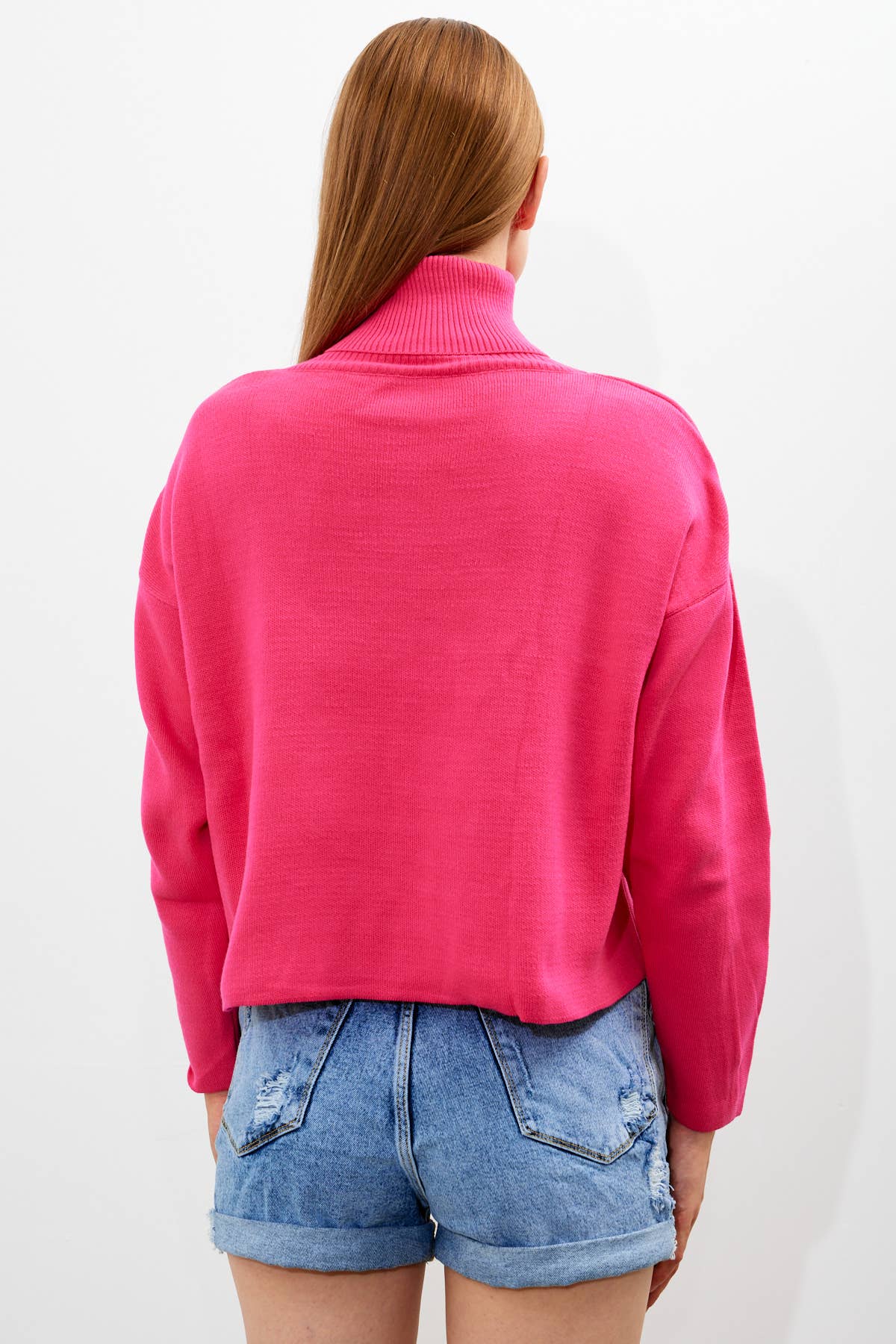 Women's Oversized Solid Color Turtleneck Knit Sweater