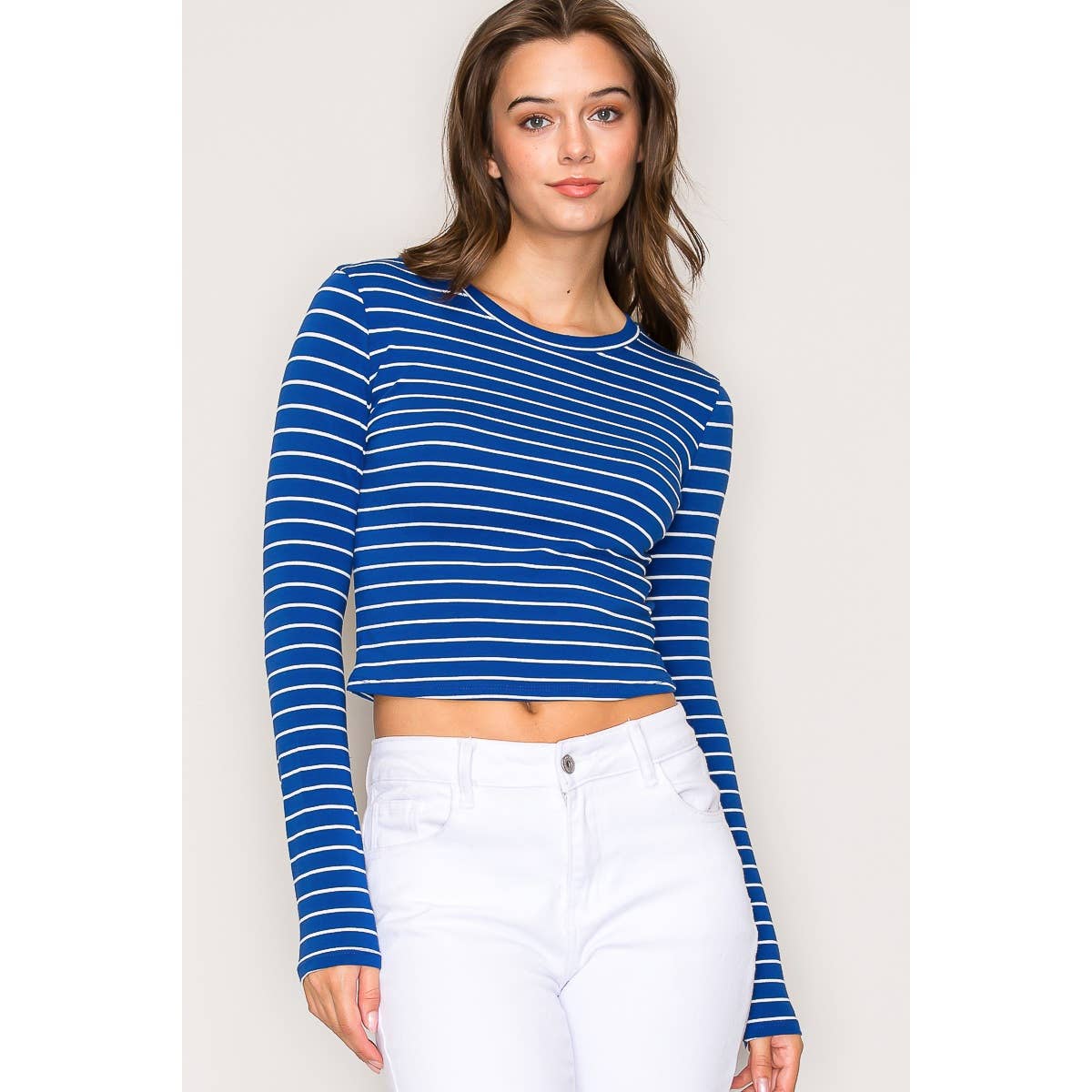Crew Neck Striped Long Sleeve