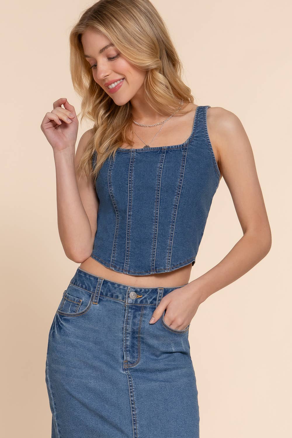 Stretch Cotton Denim Tank