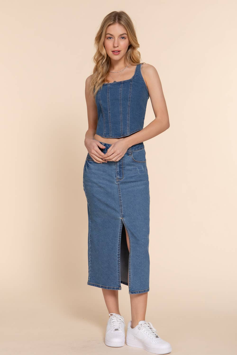 Stretch Cotton Denim Tank