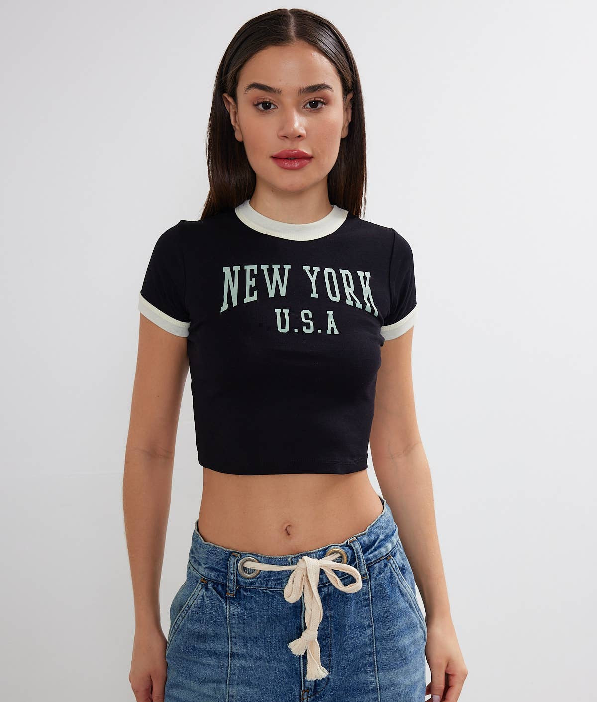 Women's New York Printed Cropped T-Shirt