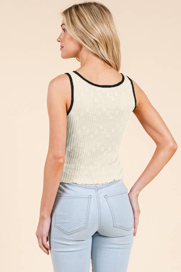 Contrast Binging Lace Tank