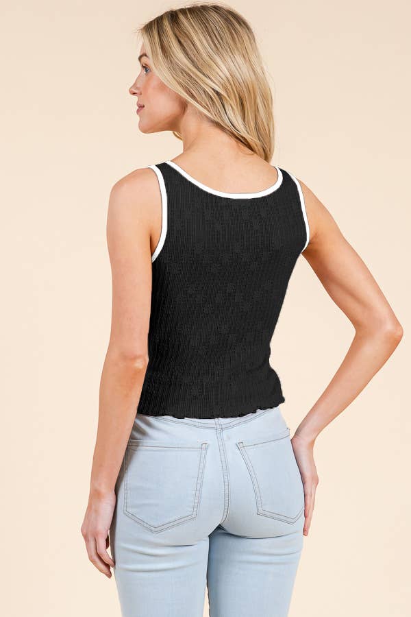 Contrast Binging Lace Tank