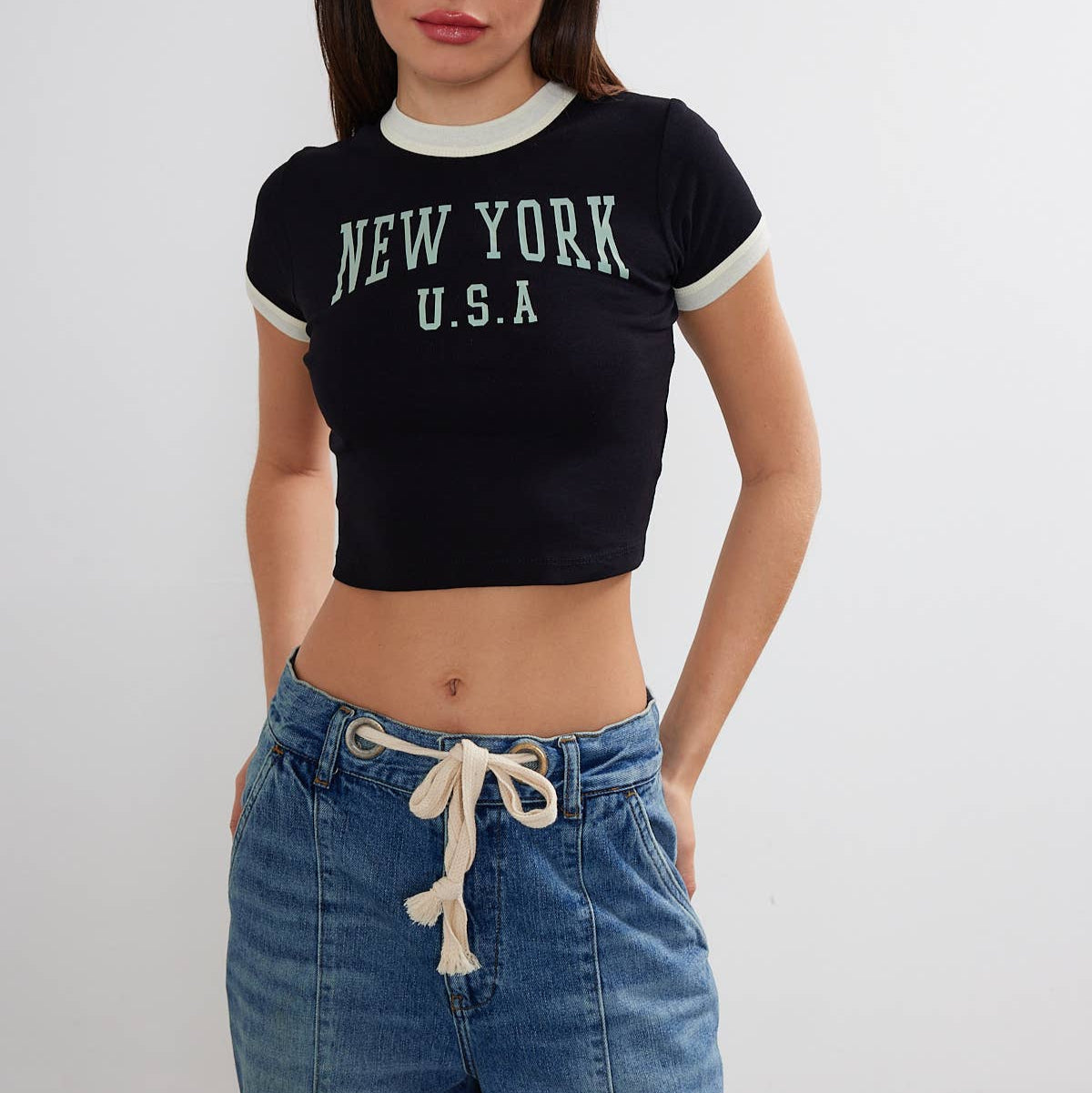 Women's New York Printed Cropped T-Shirt