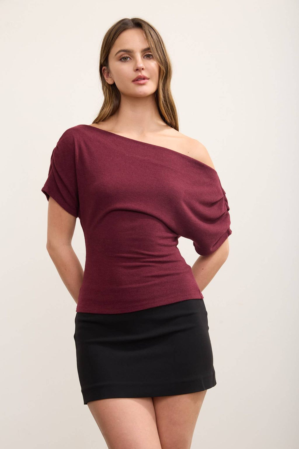 One Shoulder Ruched Top