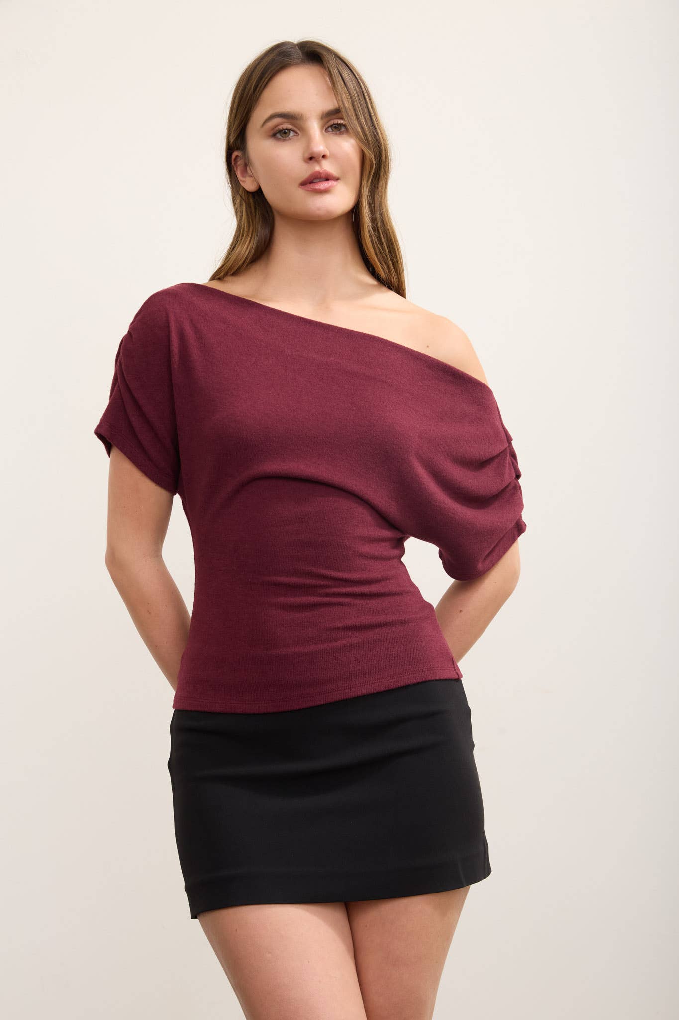 One Shoulder Ruched Top