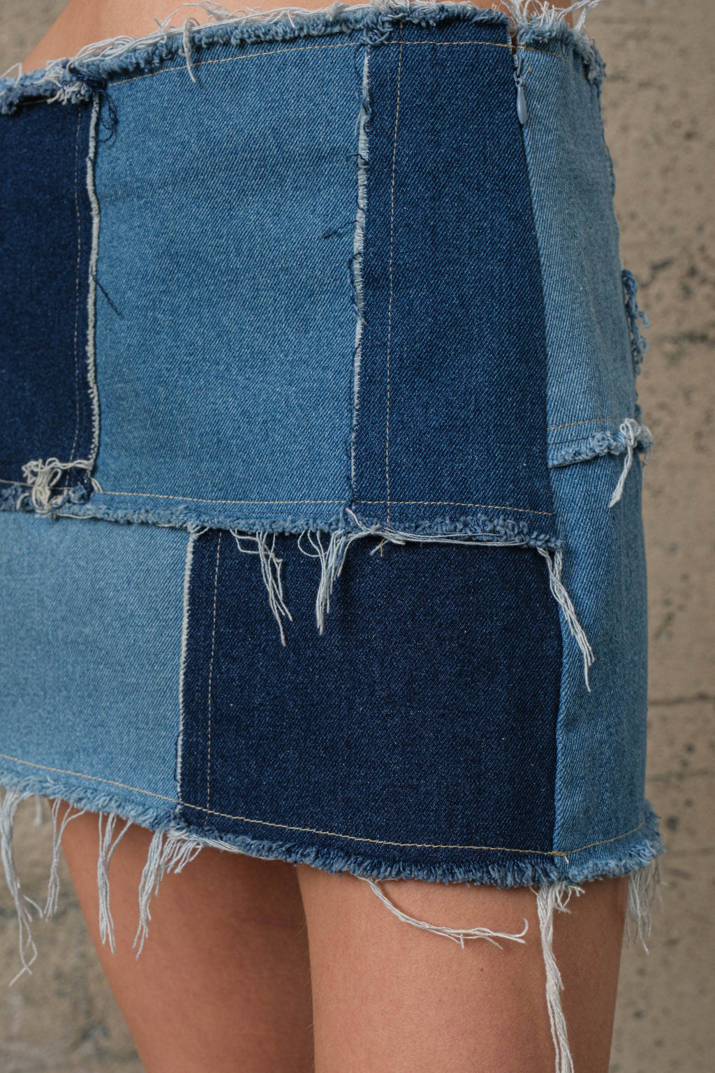 Multi-Denim Mini Skirt