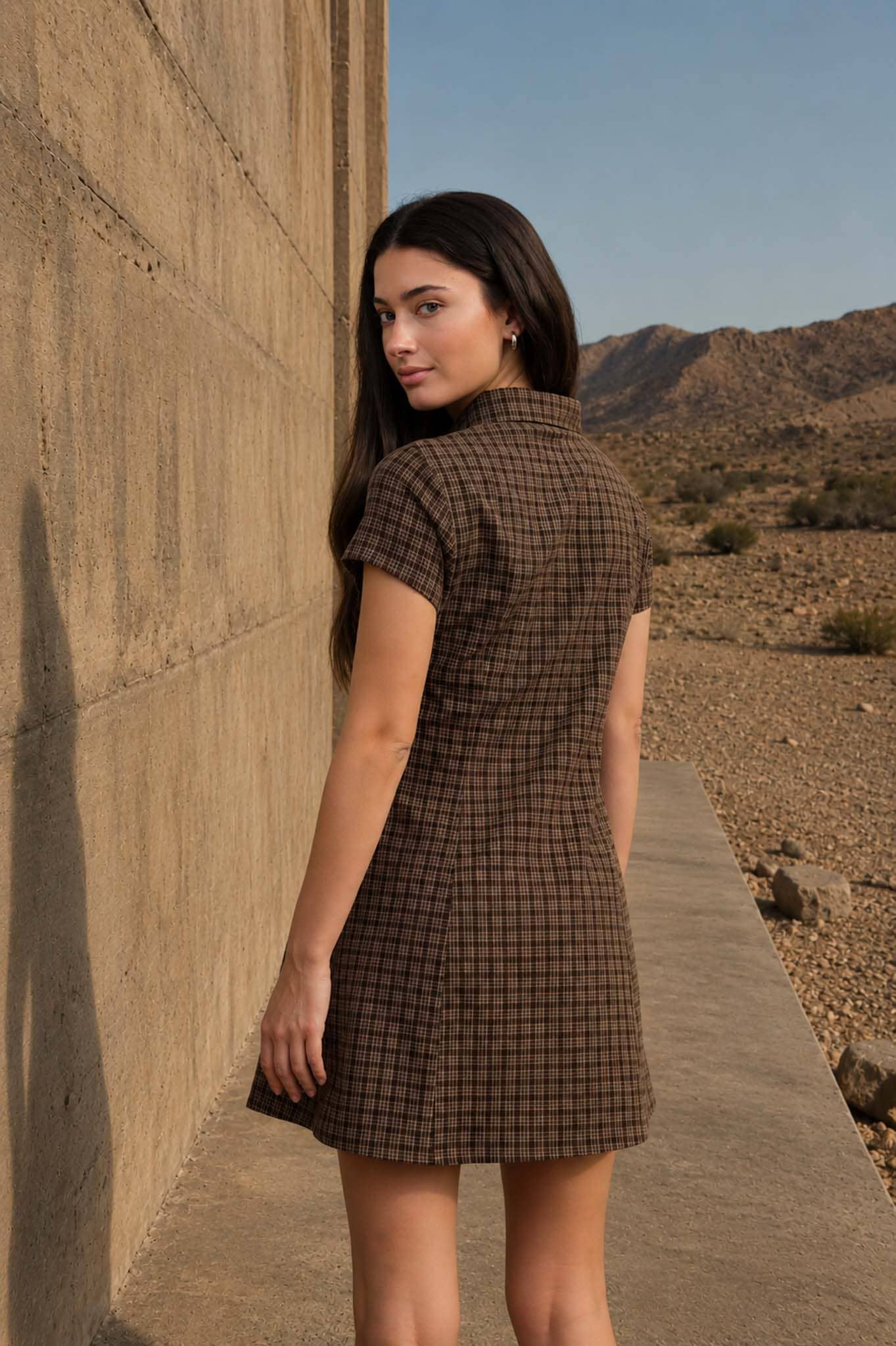Plaid Collared Mini Dress