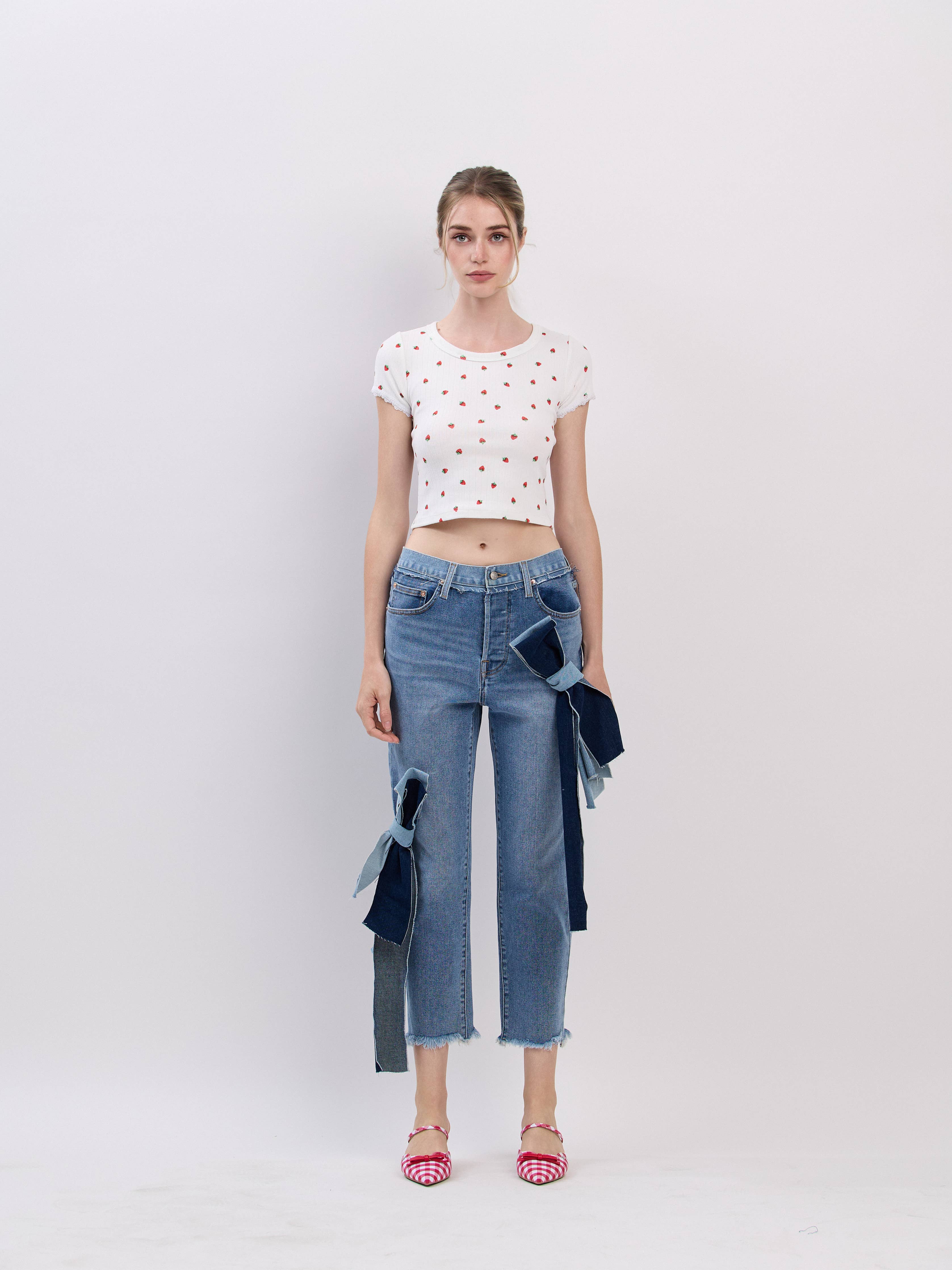 Pointelle Strawberry Tee