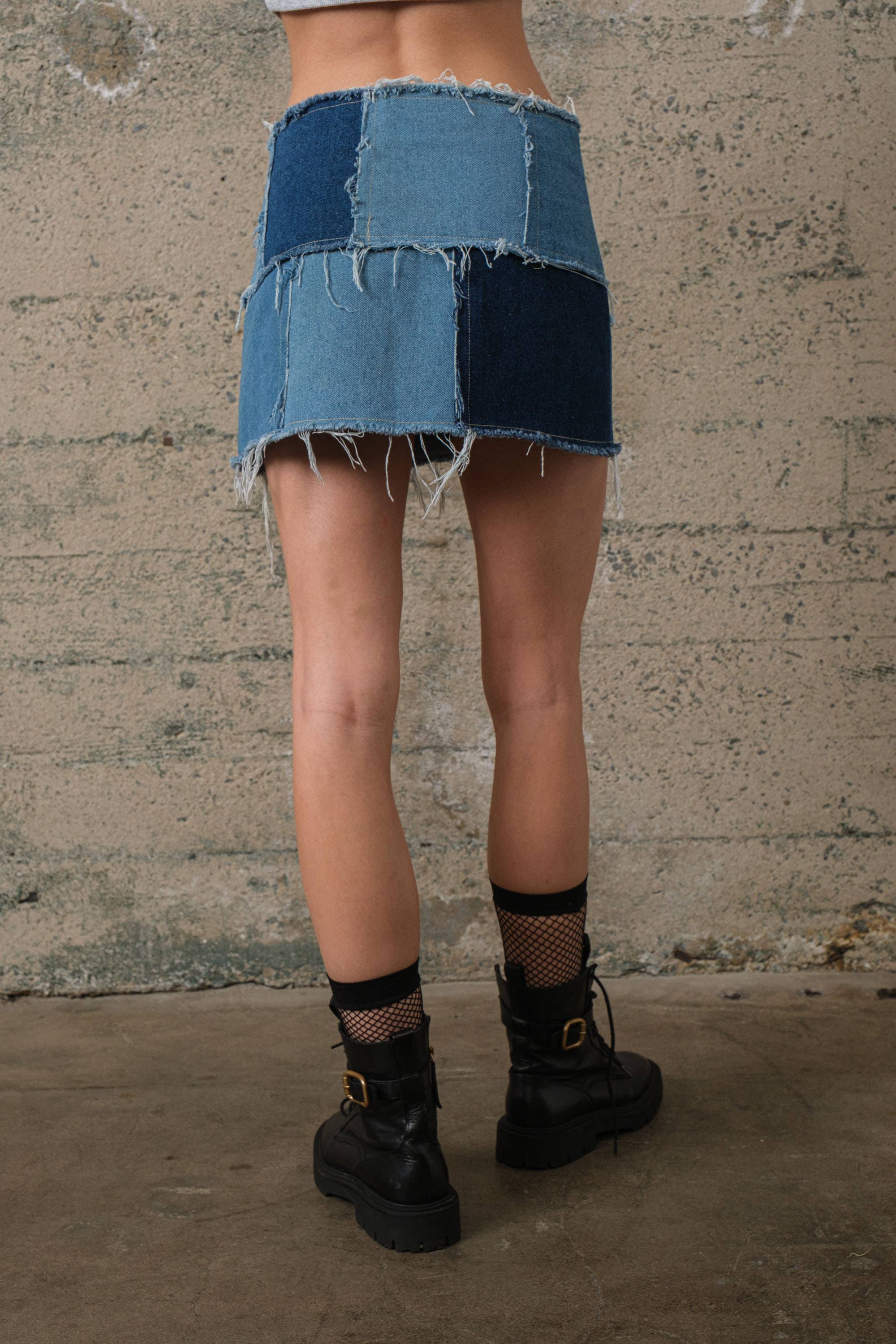 Multi-Denim Mini Skirt