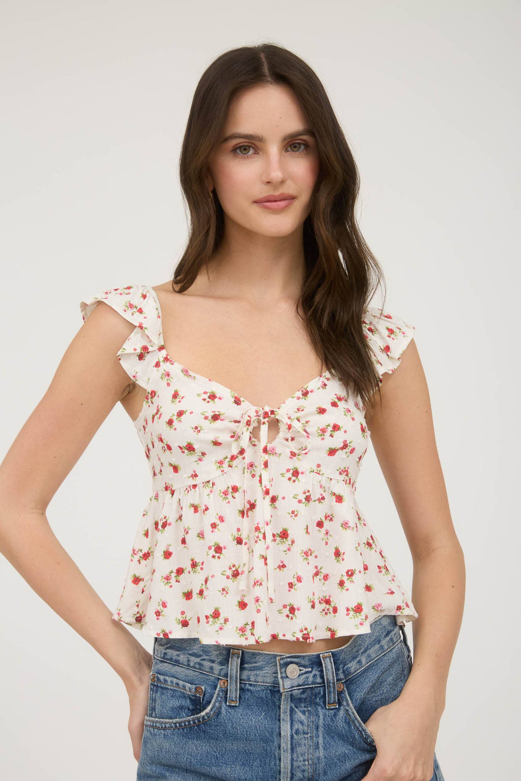 Tie Front Flounce Tank