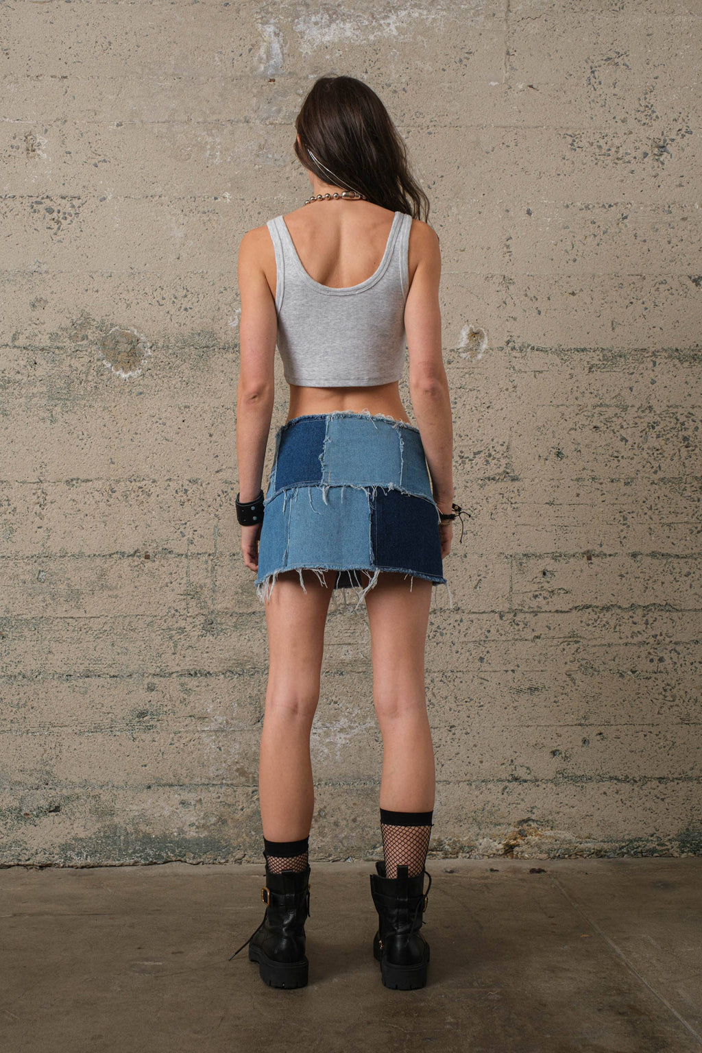 Multi-Denim Mini Skirt