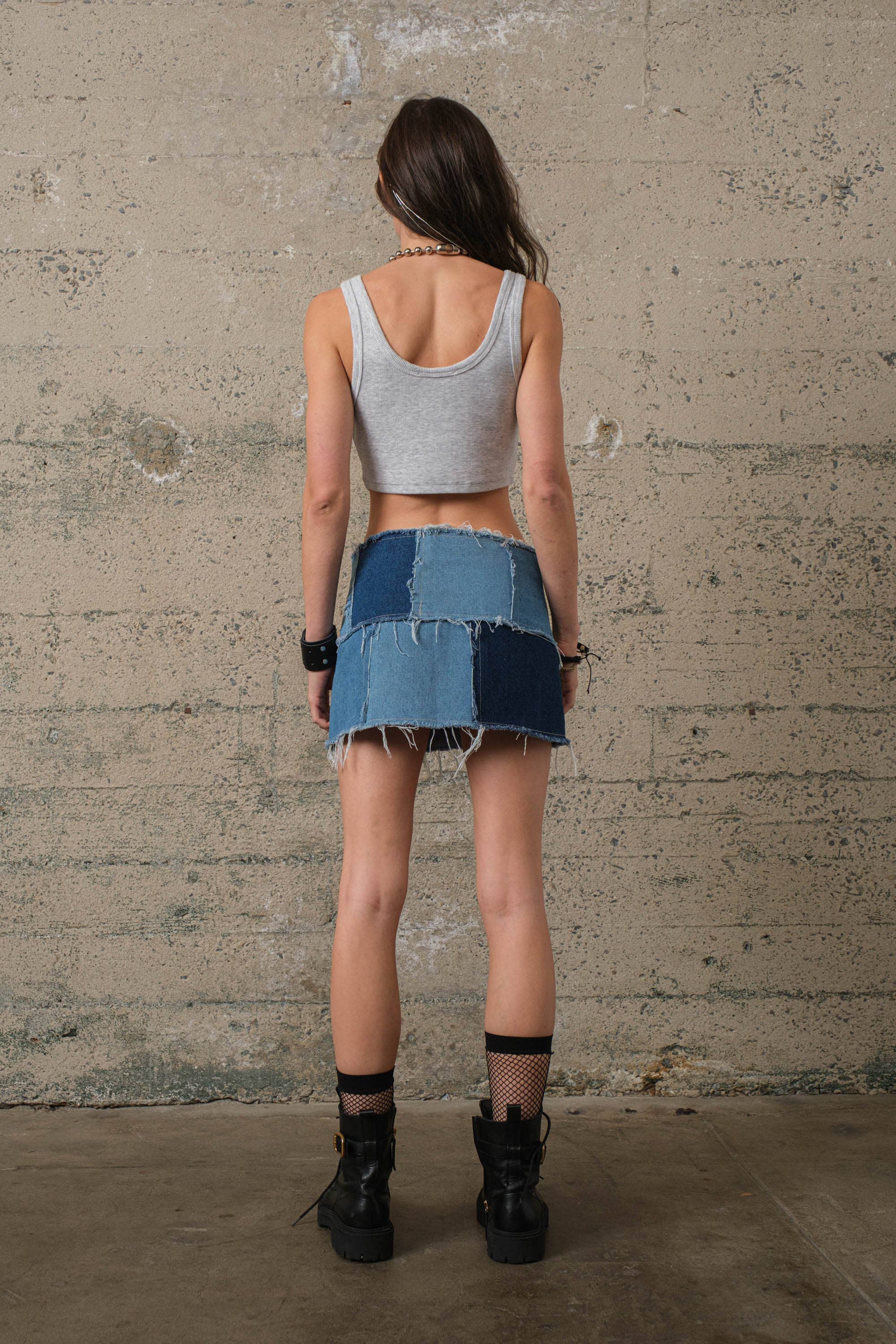Multi-Denim Mini Skirt
