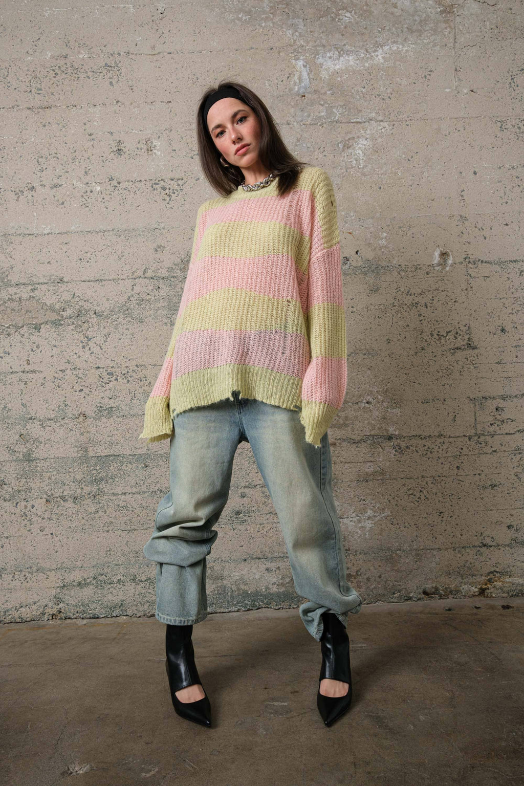 Distressed Stripe Sweater