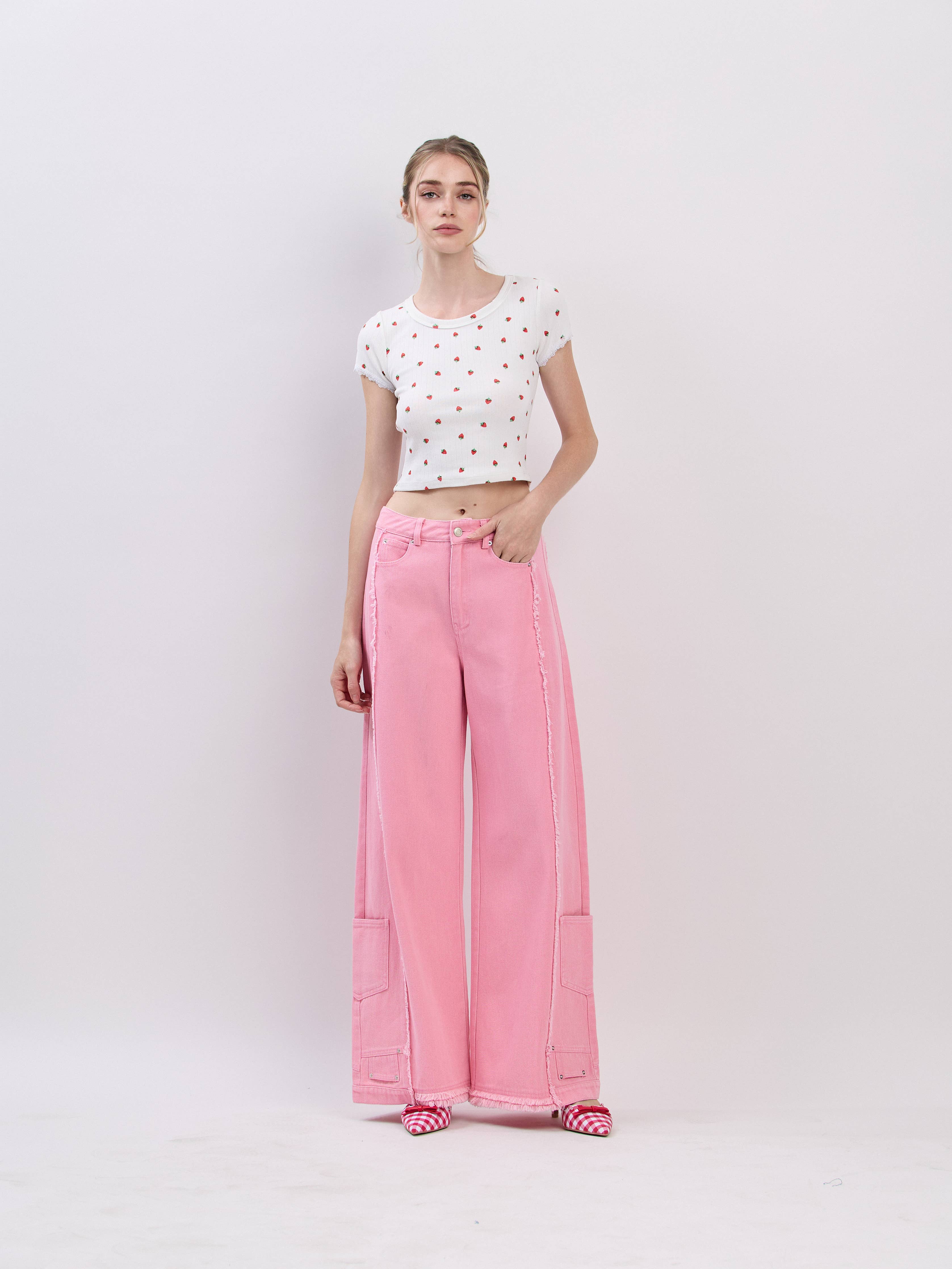 Pointelle Strawberry Tee