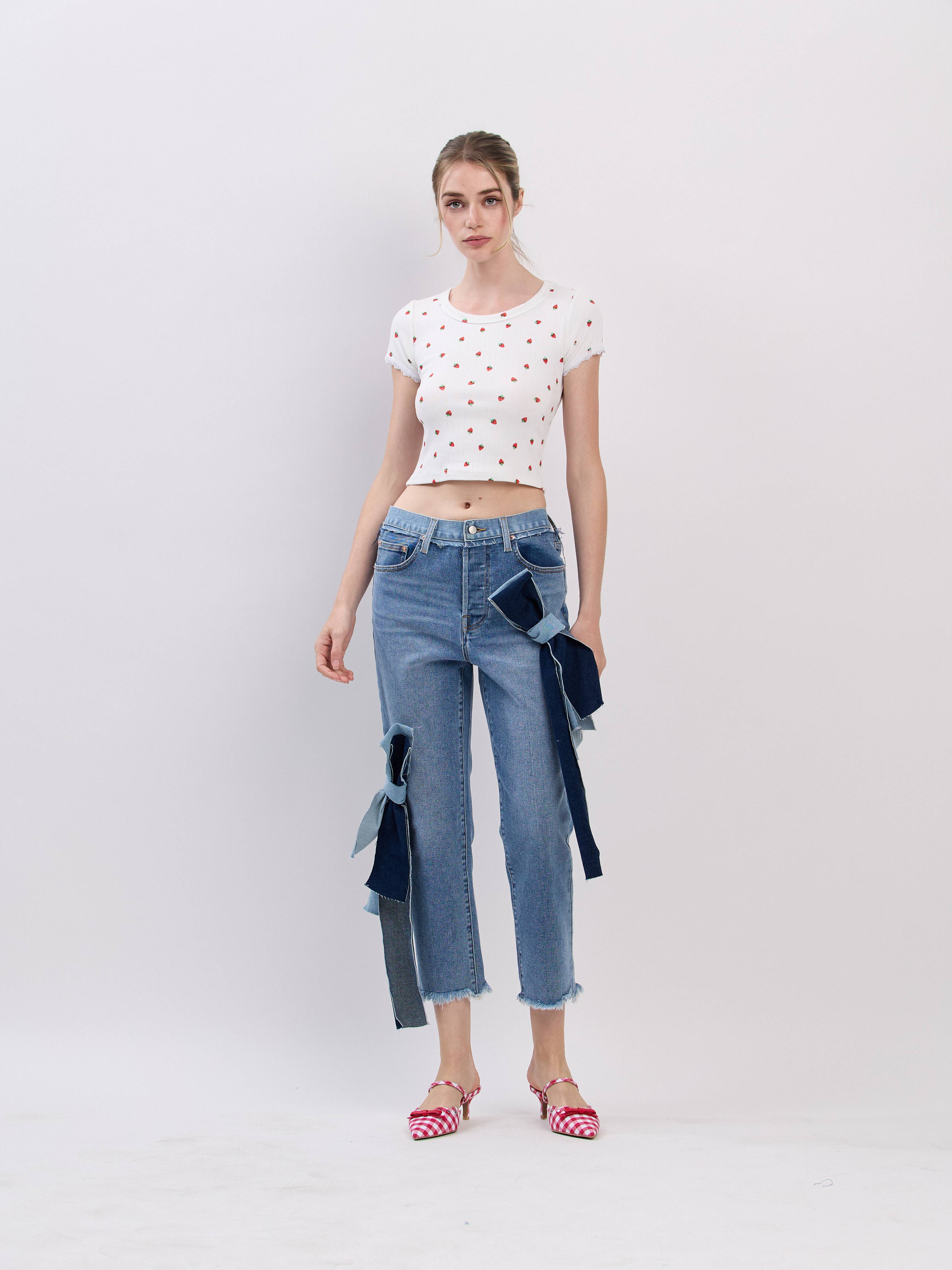 Pointelle Strawberry Tee