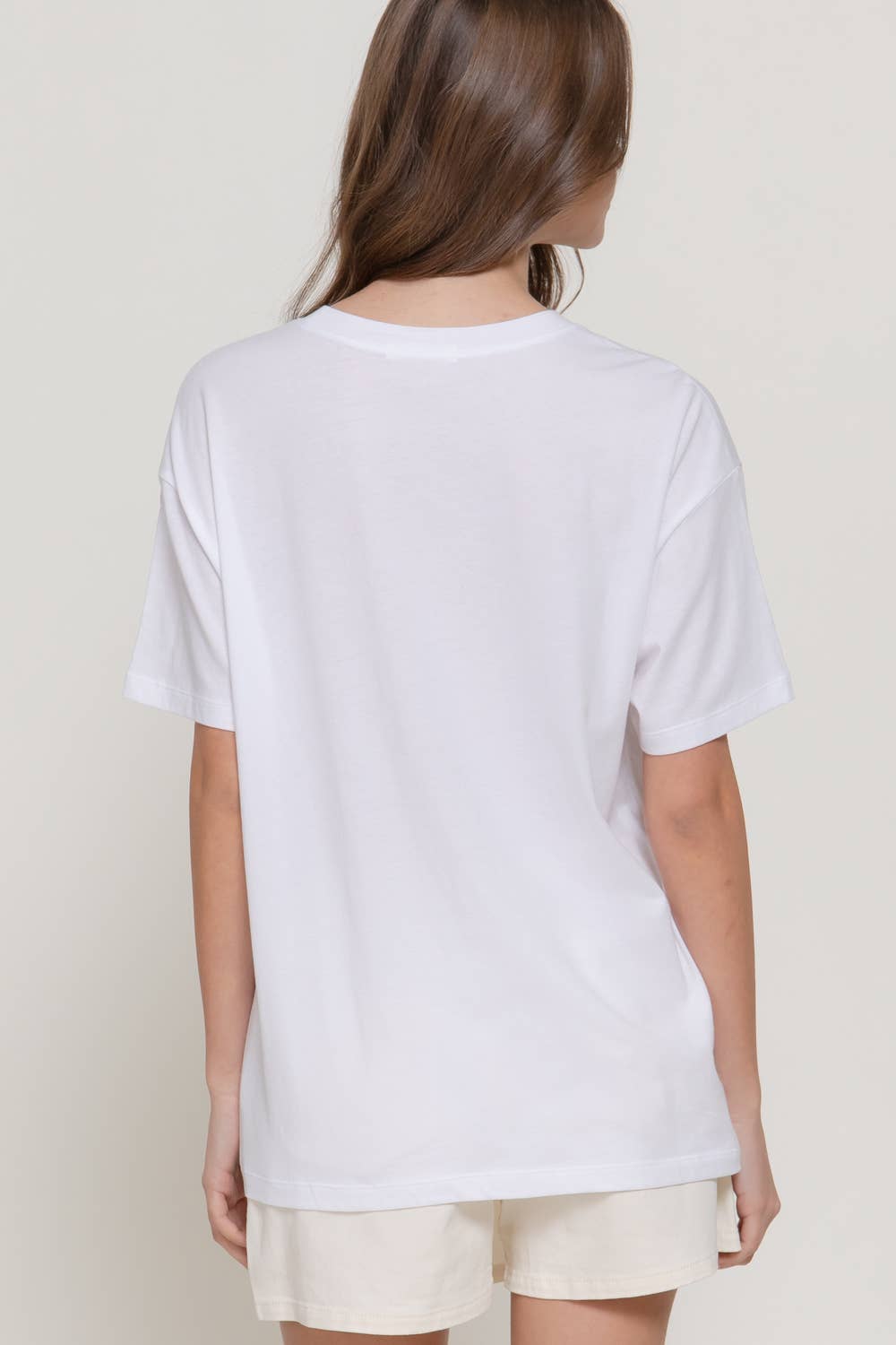 Short Sleeve Crew Neck Embroidery Crew Neck Top