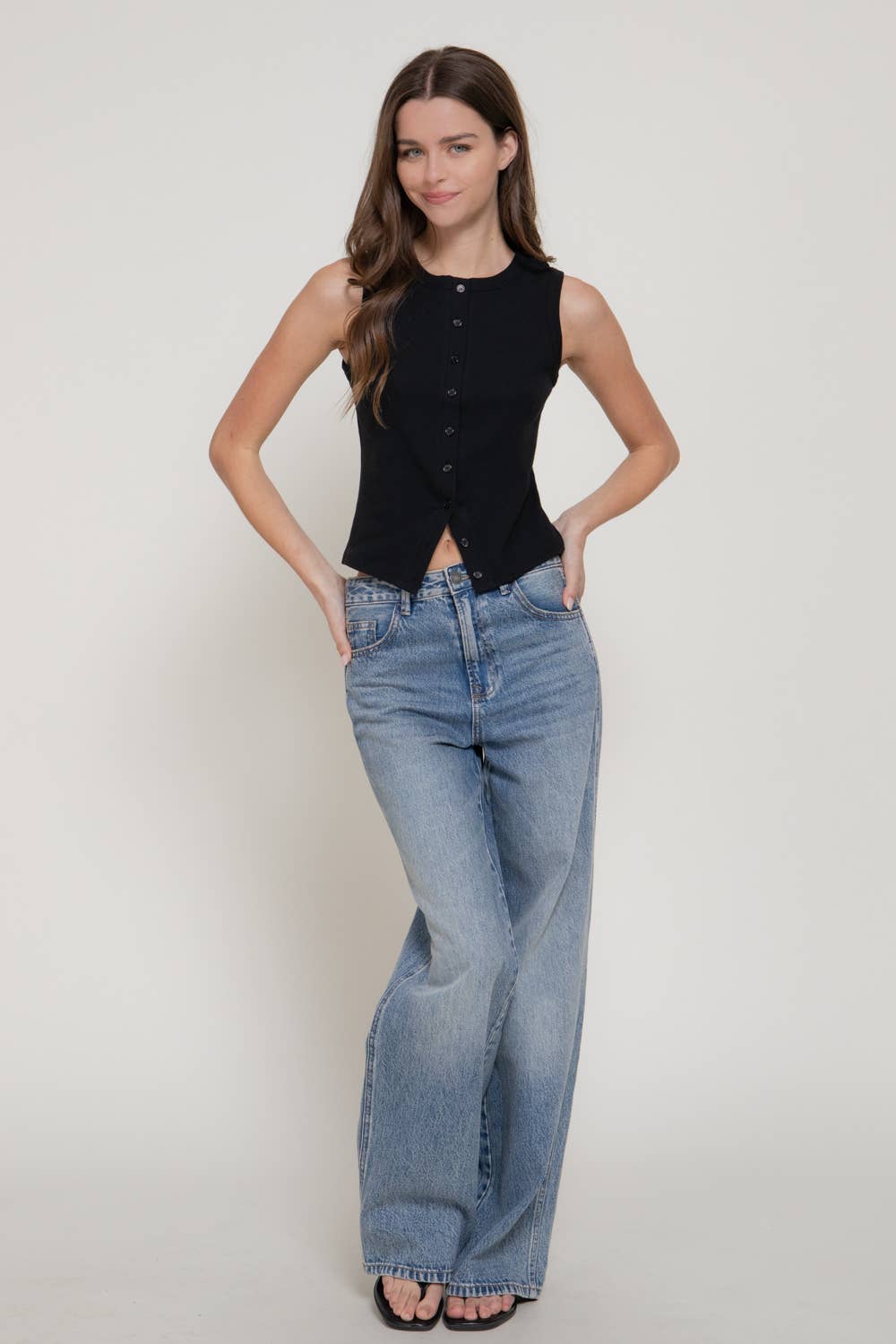 Sleeveless Button Down