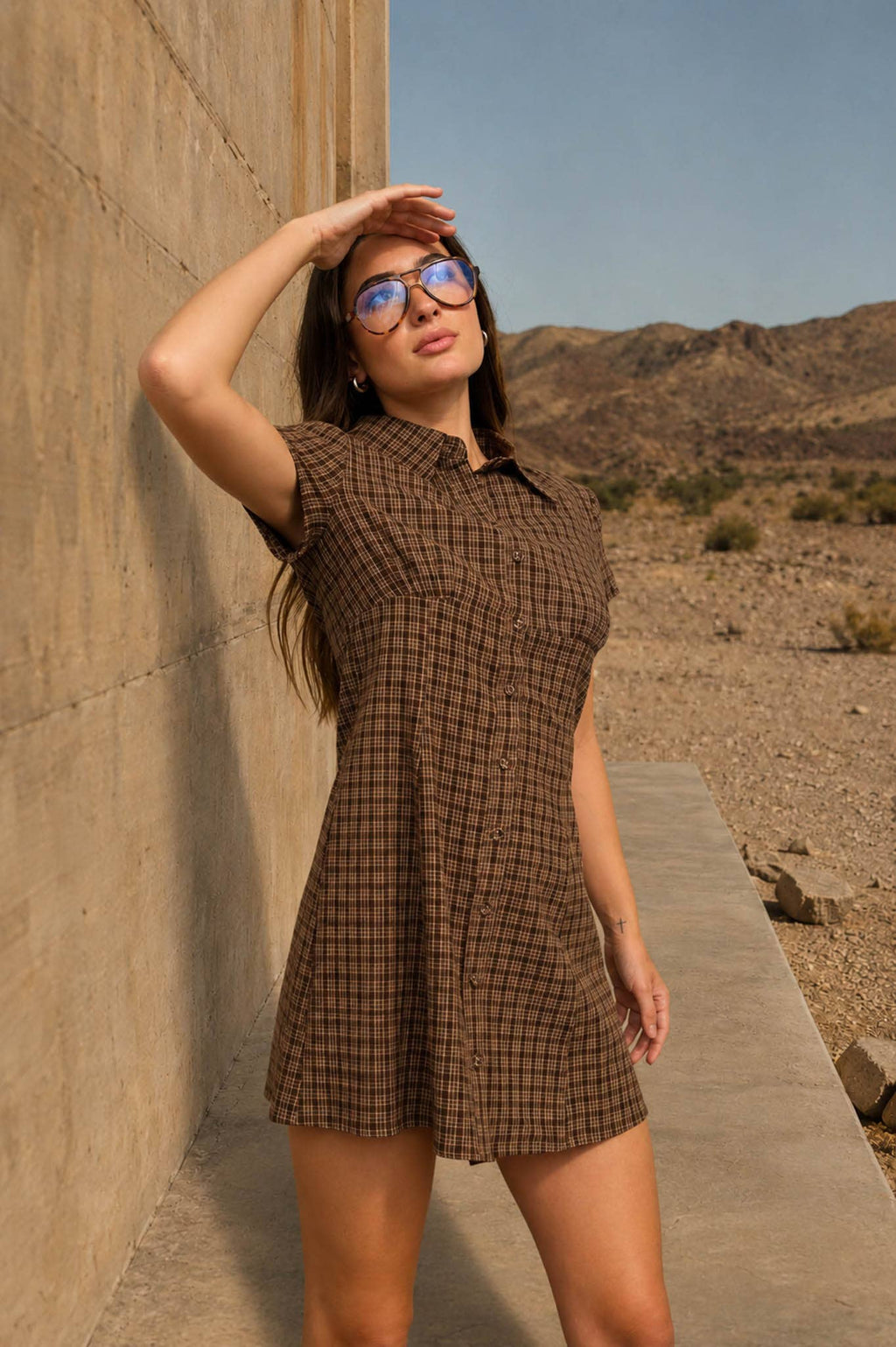 Plaid Collared Mini Dress