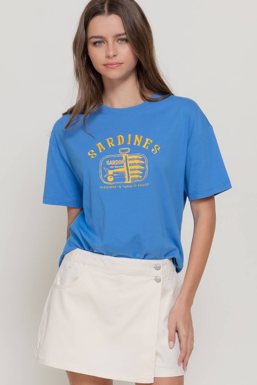 Short Sleeve Crew Neck Embroidery Crew Neck Top