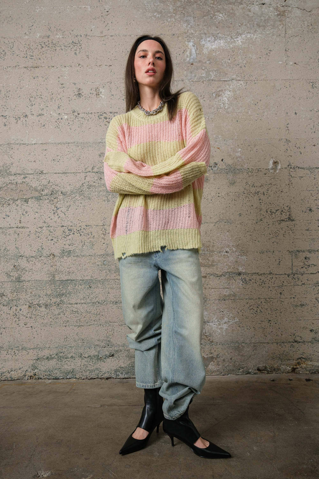 Distressed Stripe Sweater