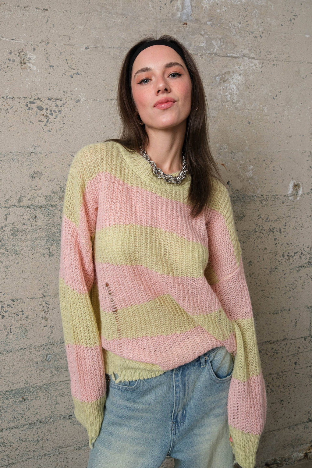 Distressed Stripe Sweater