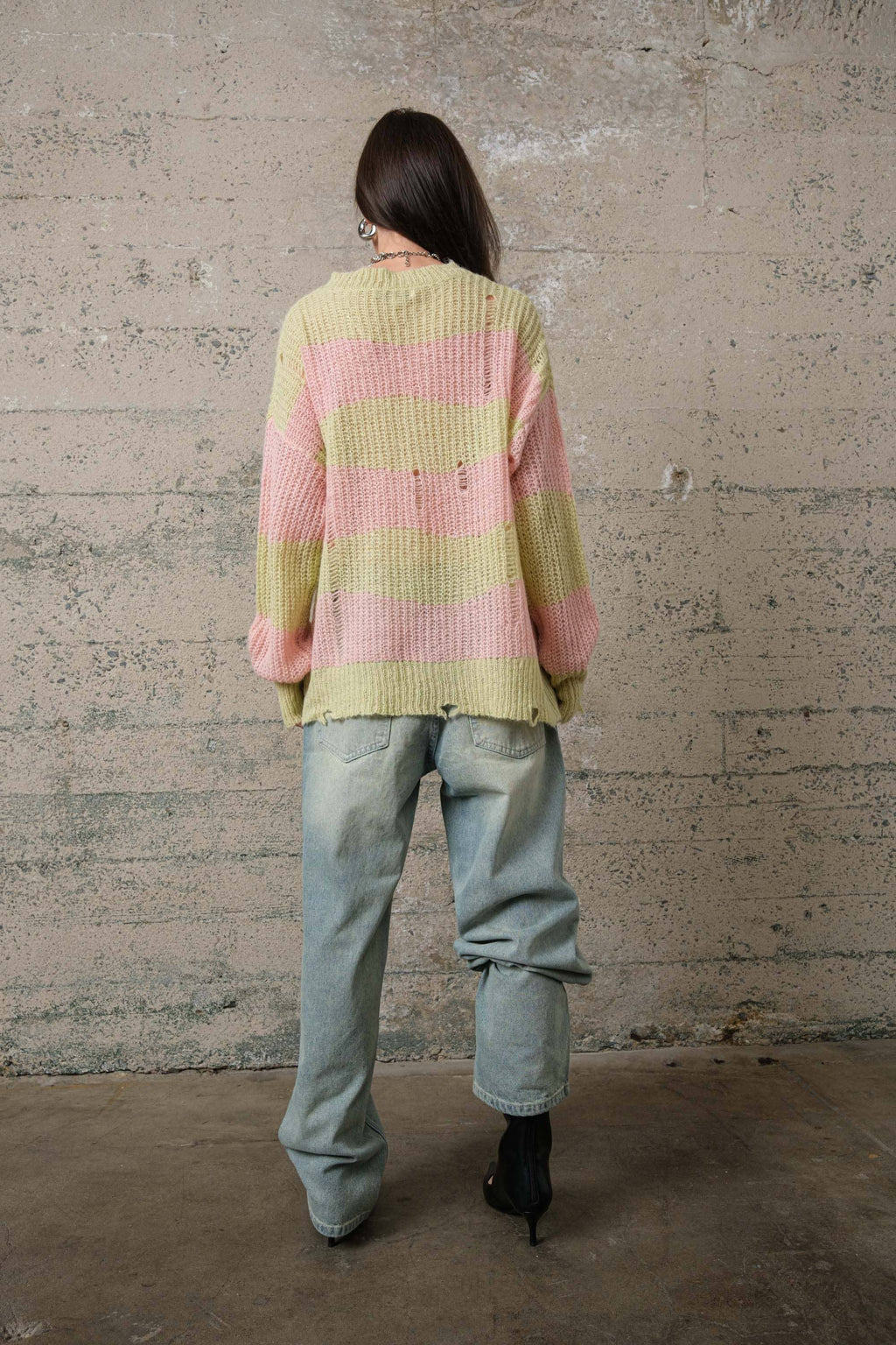 Distressed Stripe Sweater