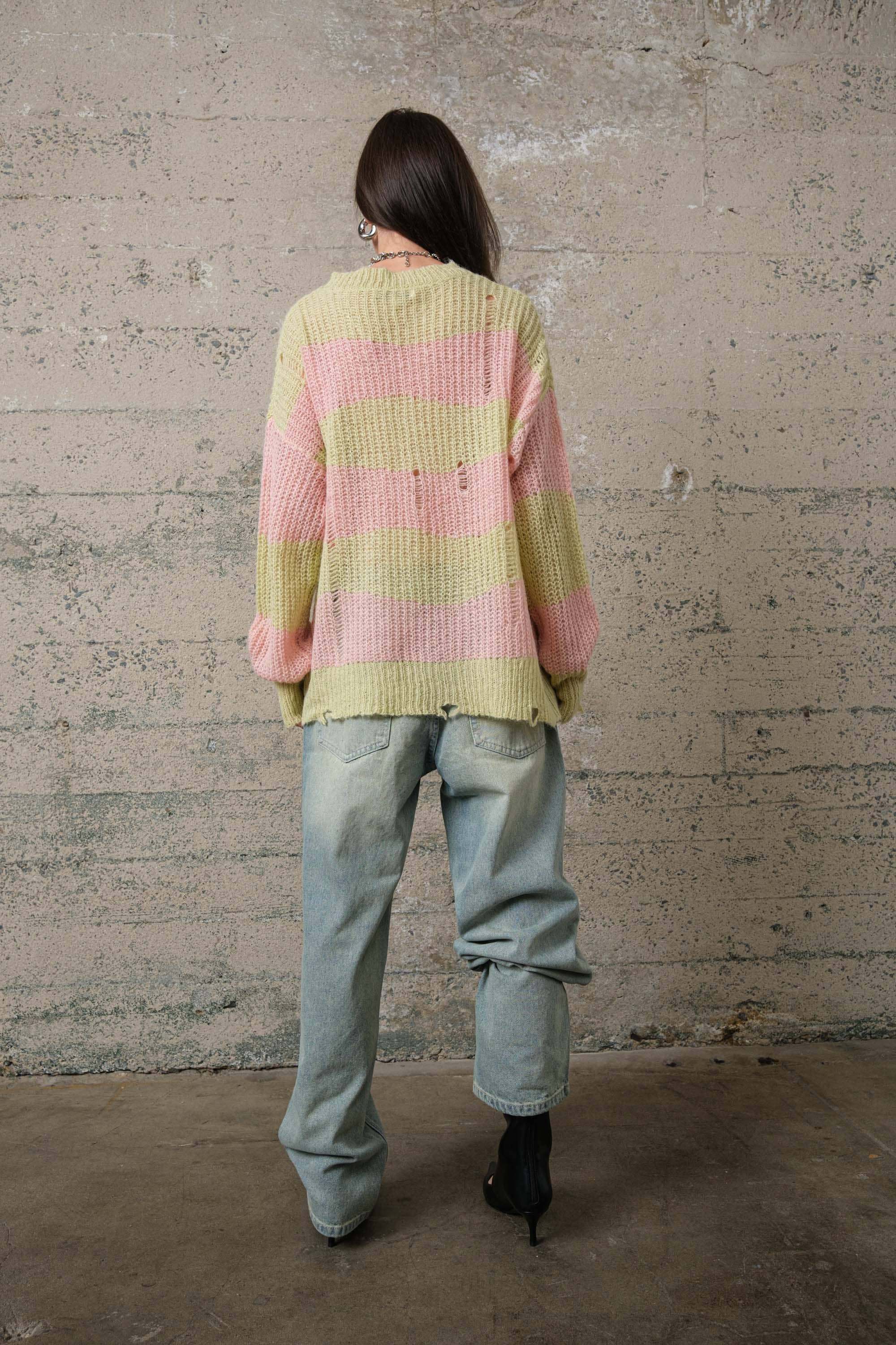 Distressed Stripe Sweater