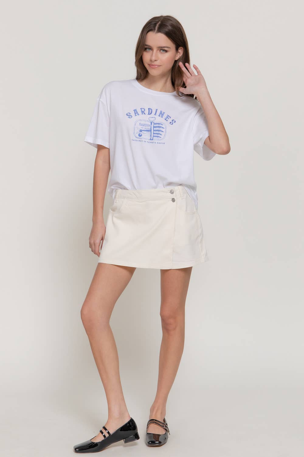 Short Sleeve Crew Neck Embroidery Crew Neck Top