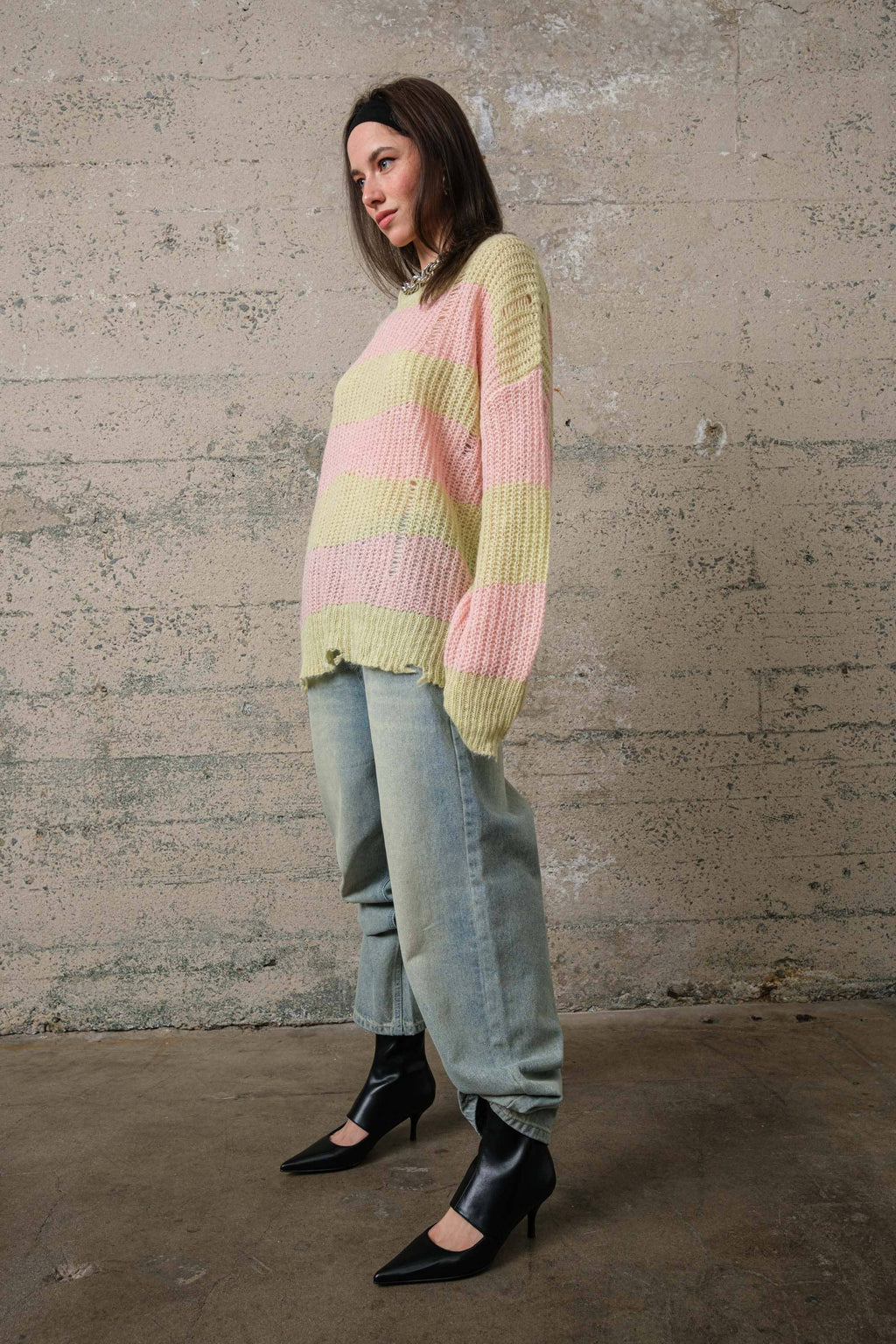 Distressed Stripe Sweater