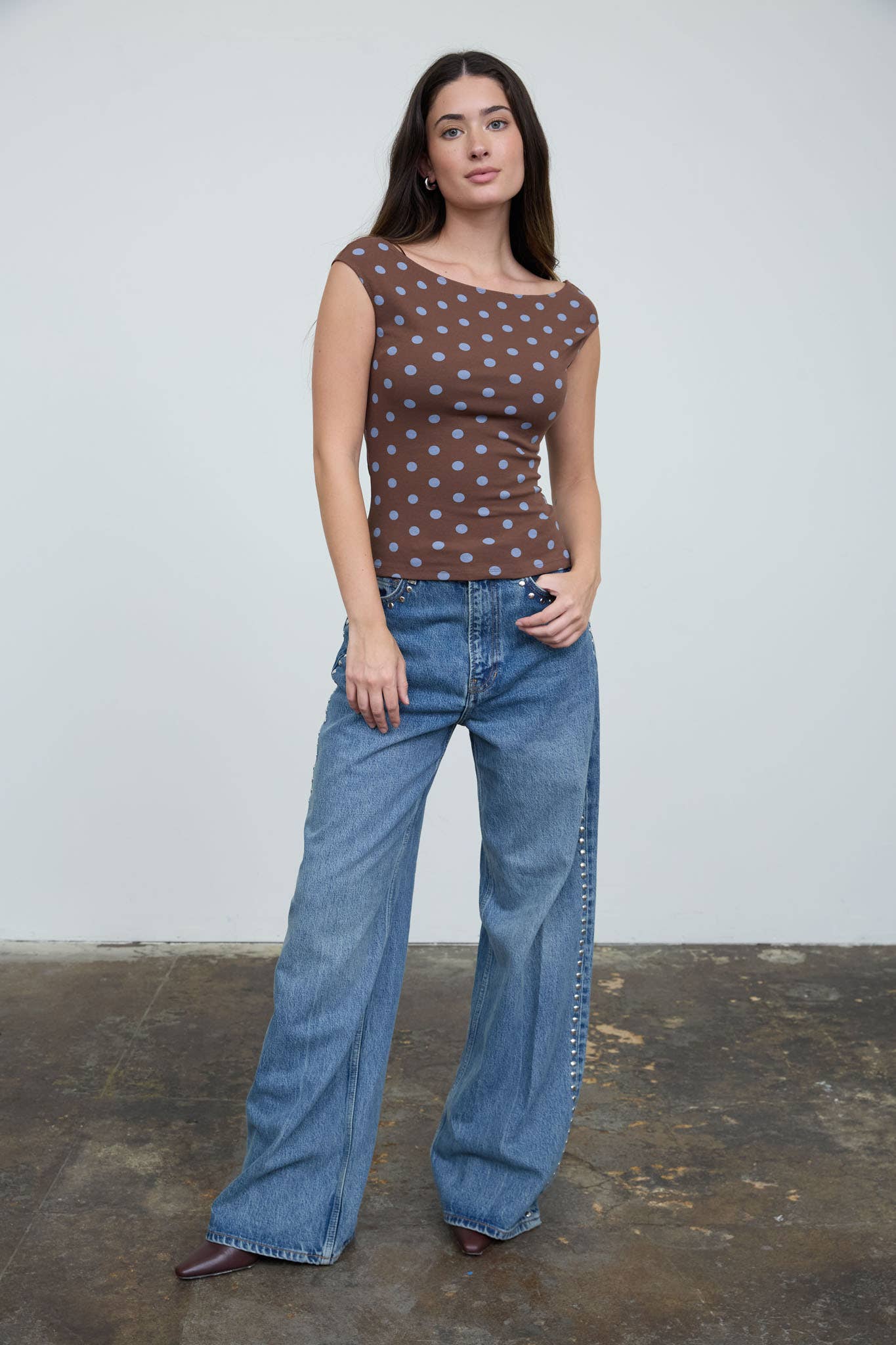 Polka Dot Boat Neck Tee
