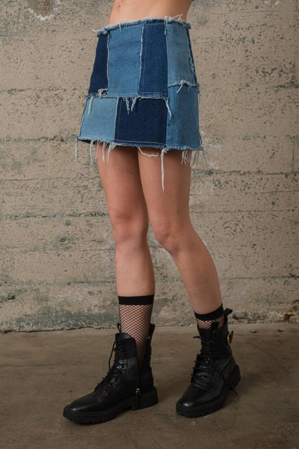 Multi-Denim Mini Skirt