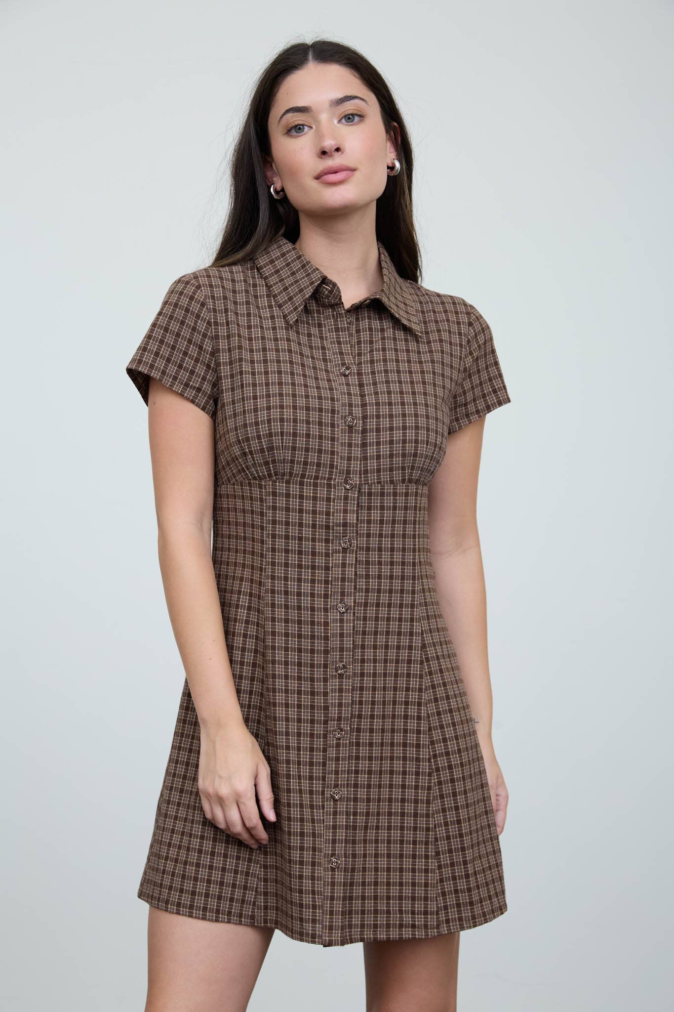 Plaid Collared Mini Dress
