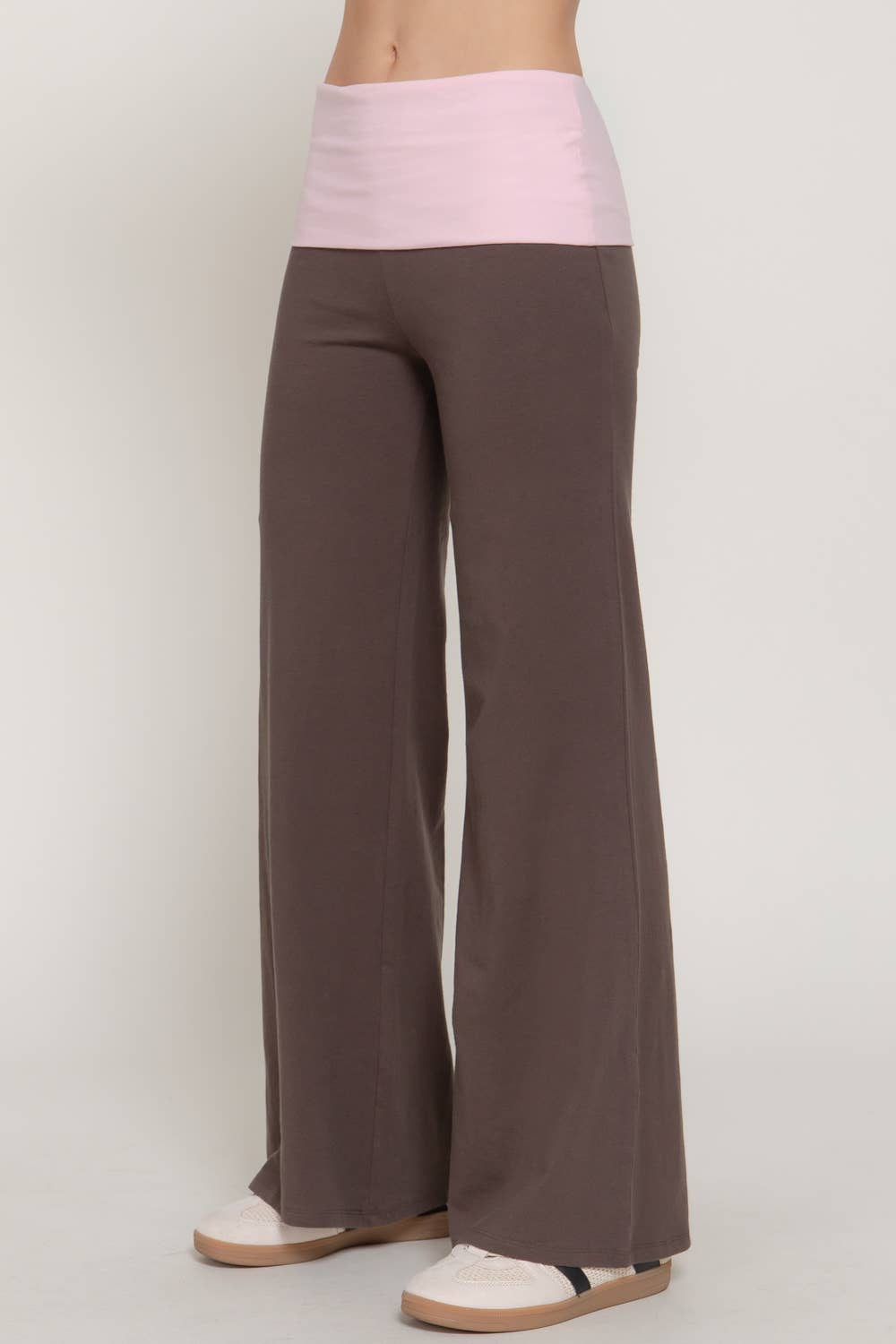 Contrast Folded Waist Pant
