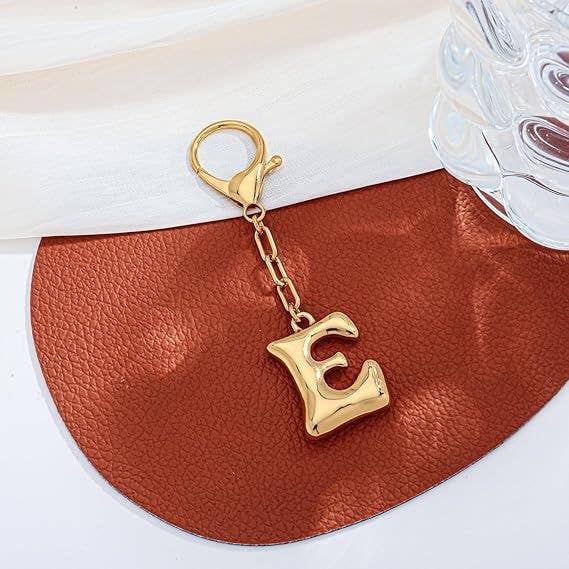 Bubble Letter Monogram Bag Charm Key Chain