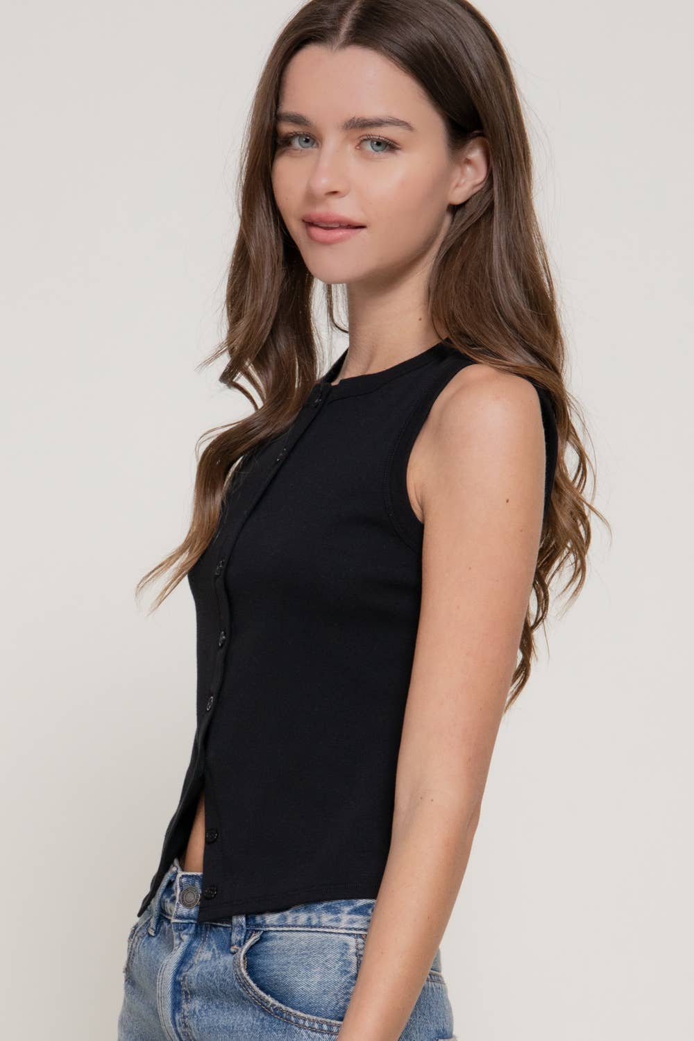 Sleeveless Button Down