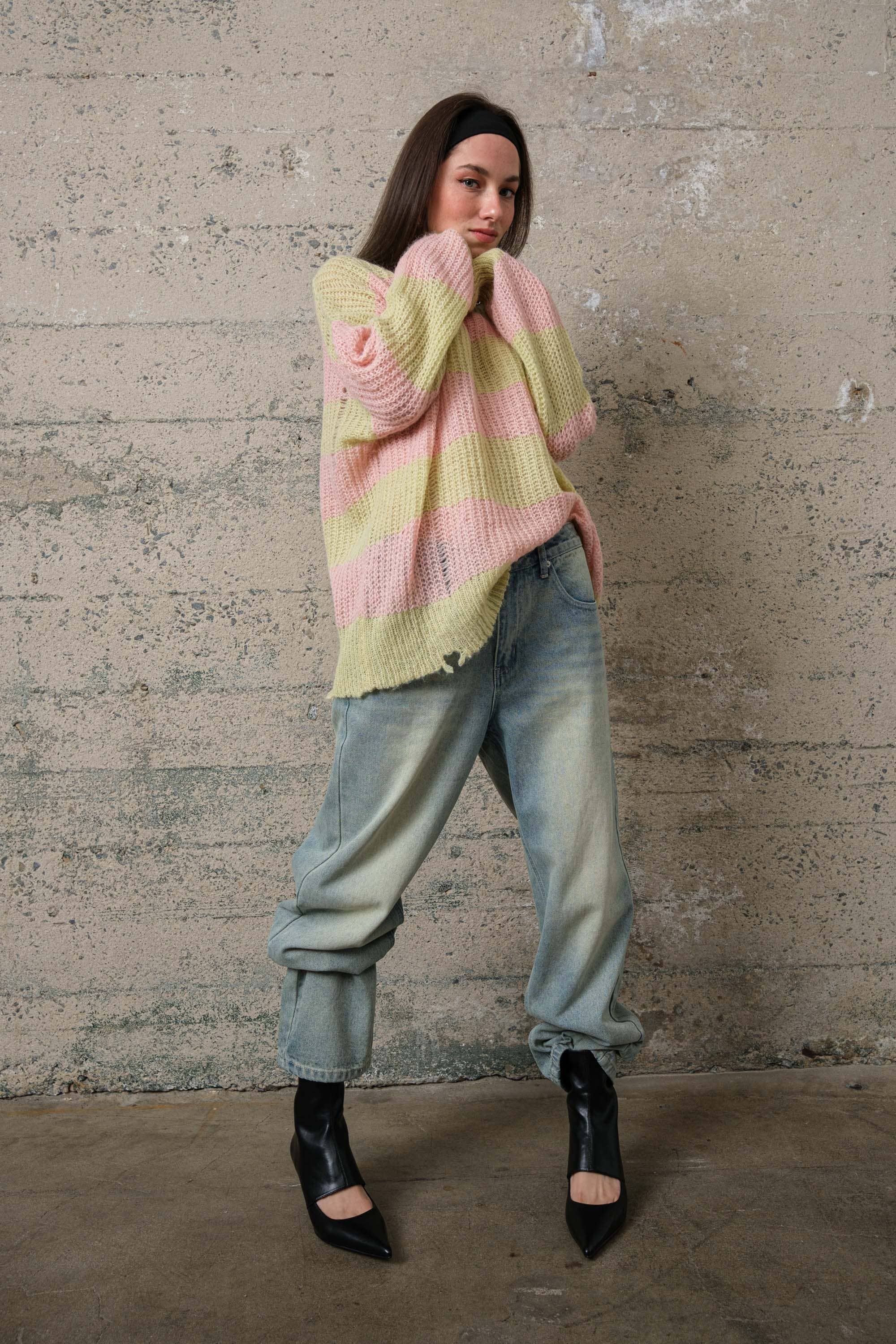 Distressed Stripe Sweater