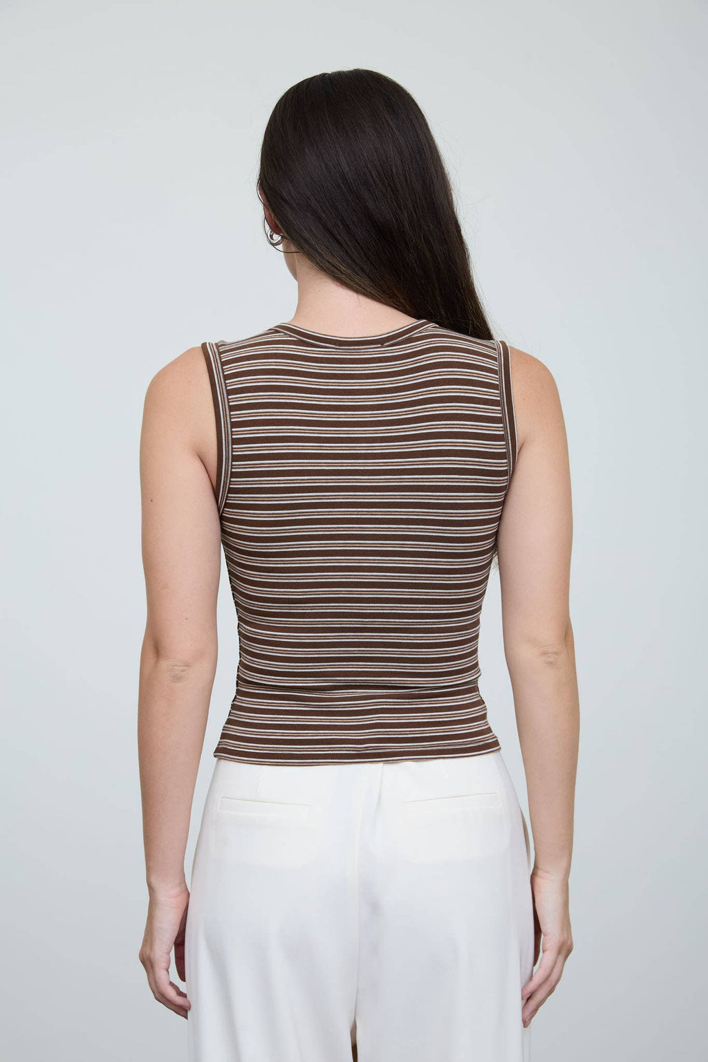 Striped Sleeveless Button Down