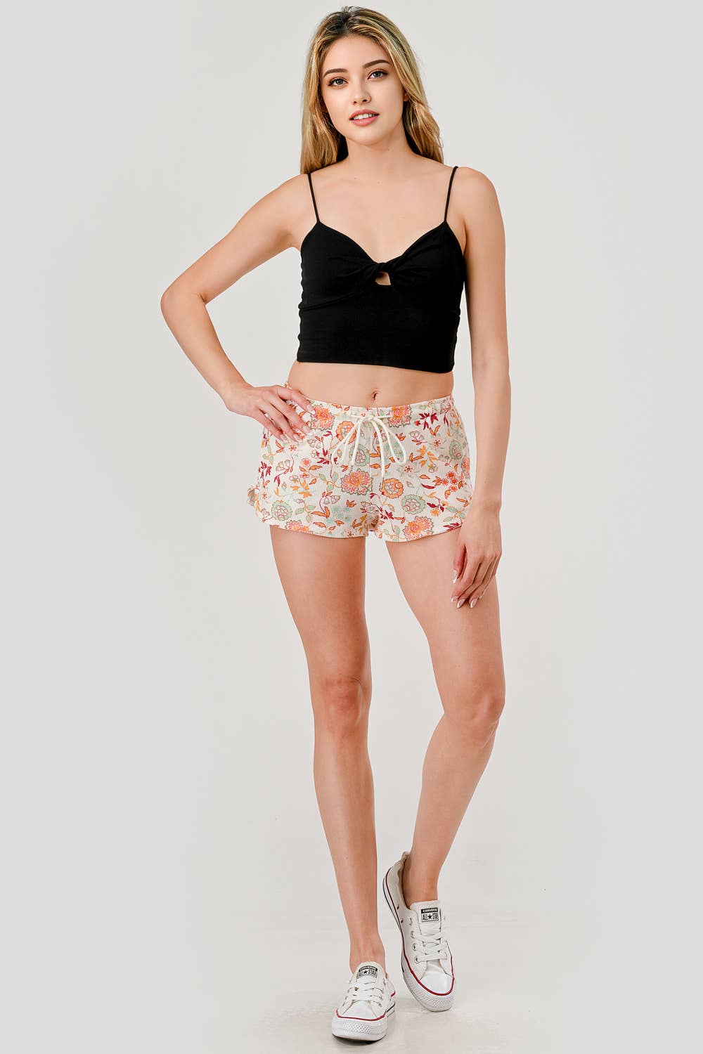 Textured Printed Shorts