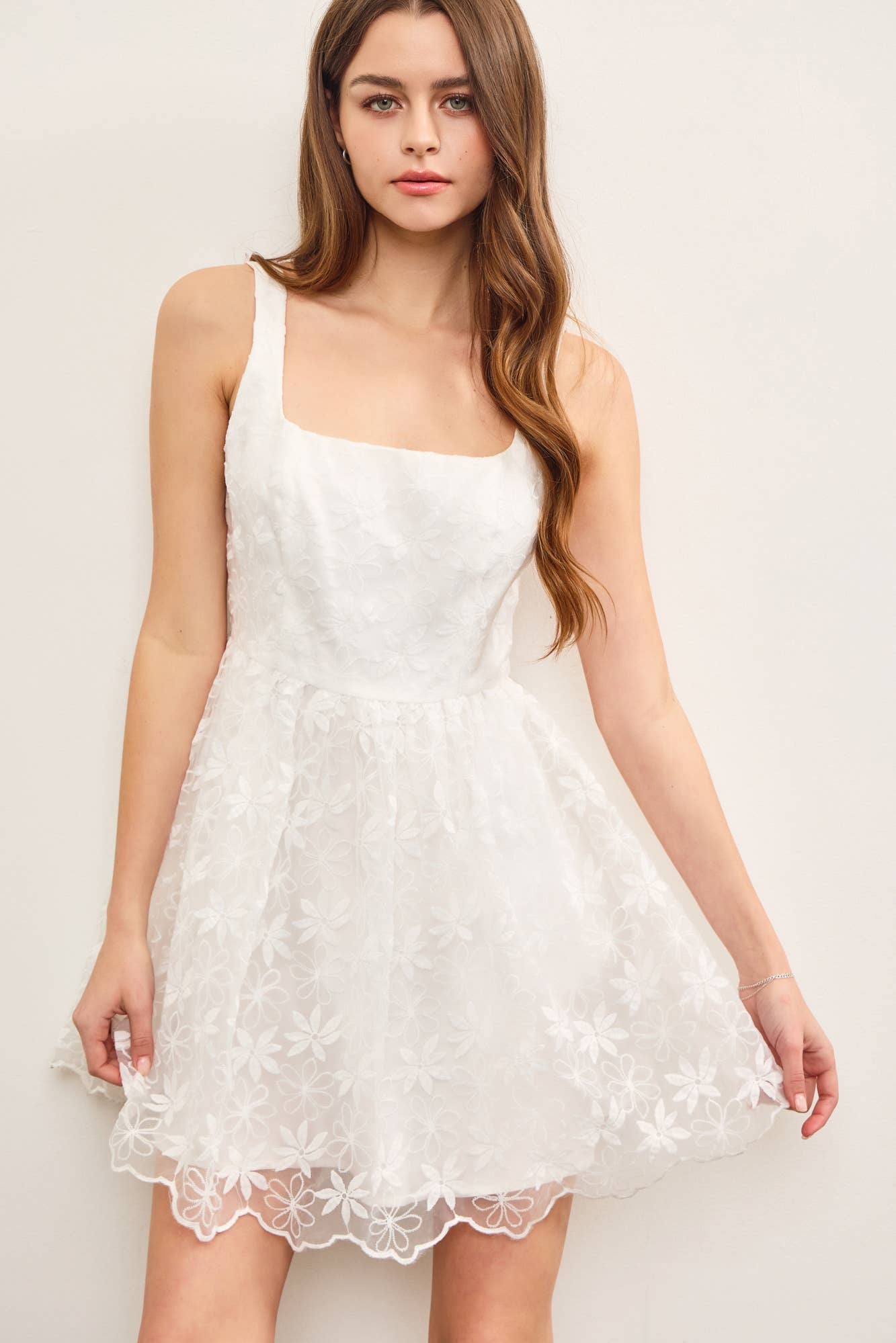 Square Neck Floral Dress