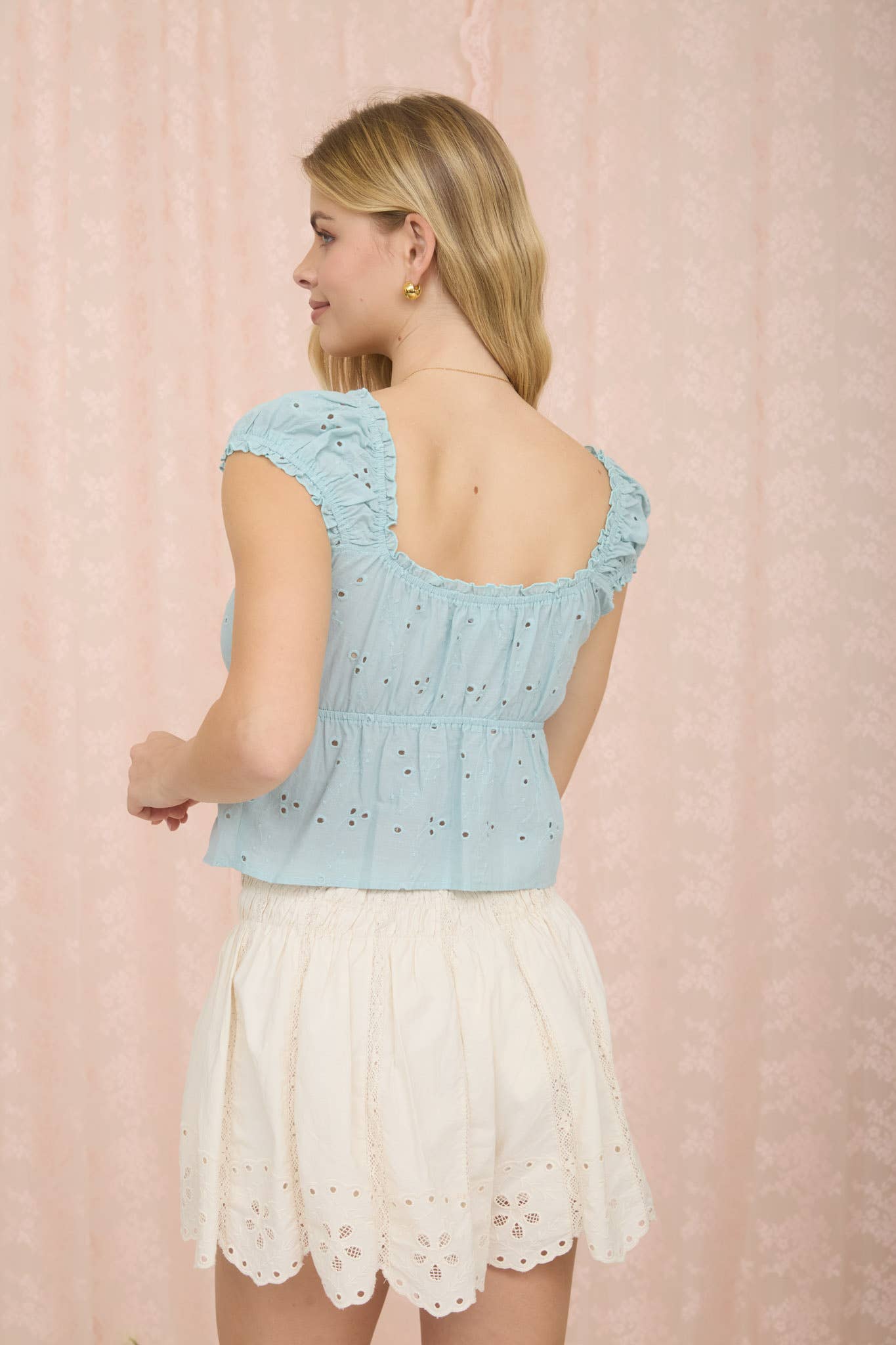 Tie Front Embroidered Top