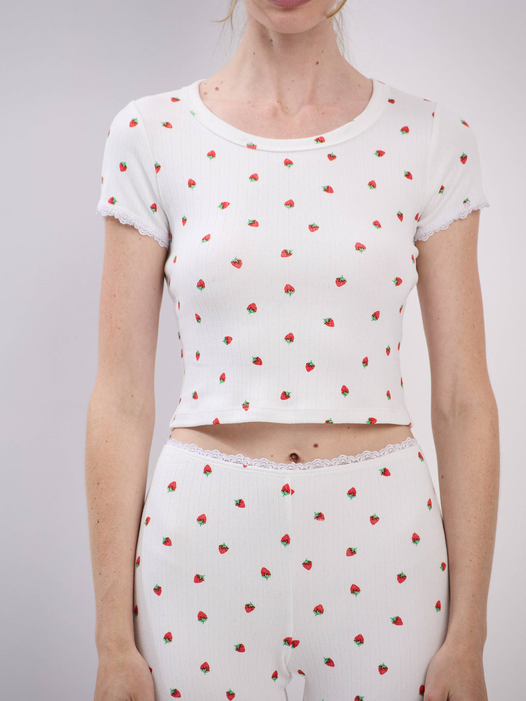 Pointelle Strawberry Tee