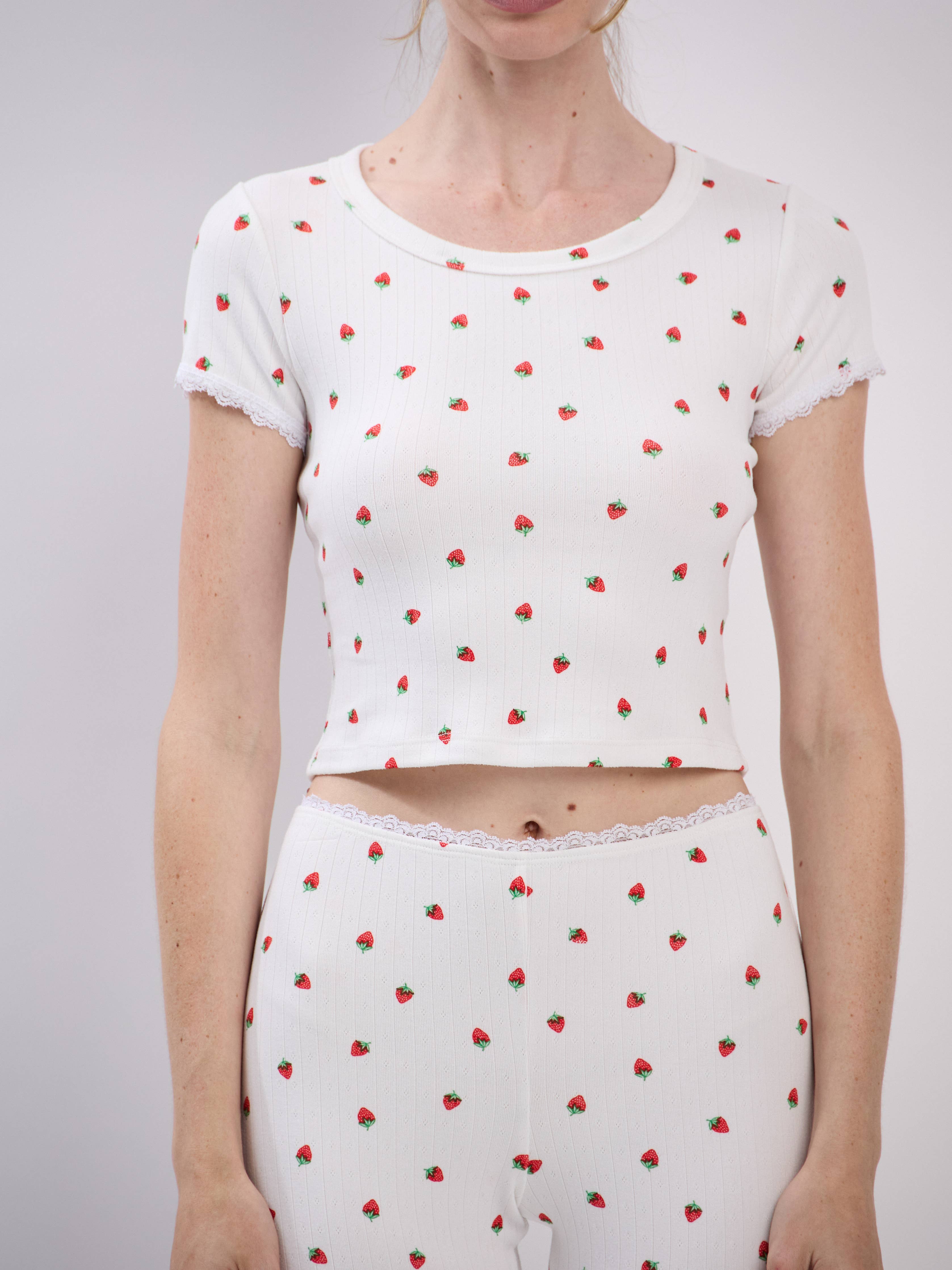 Pointelle Strawberry Tee