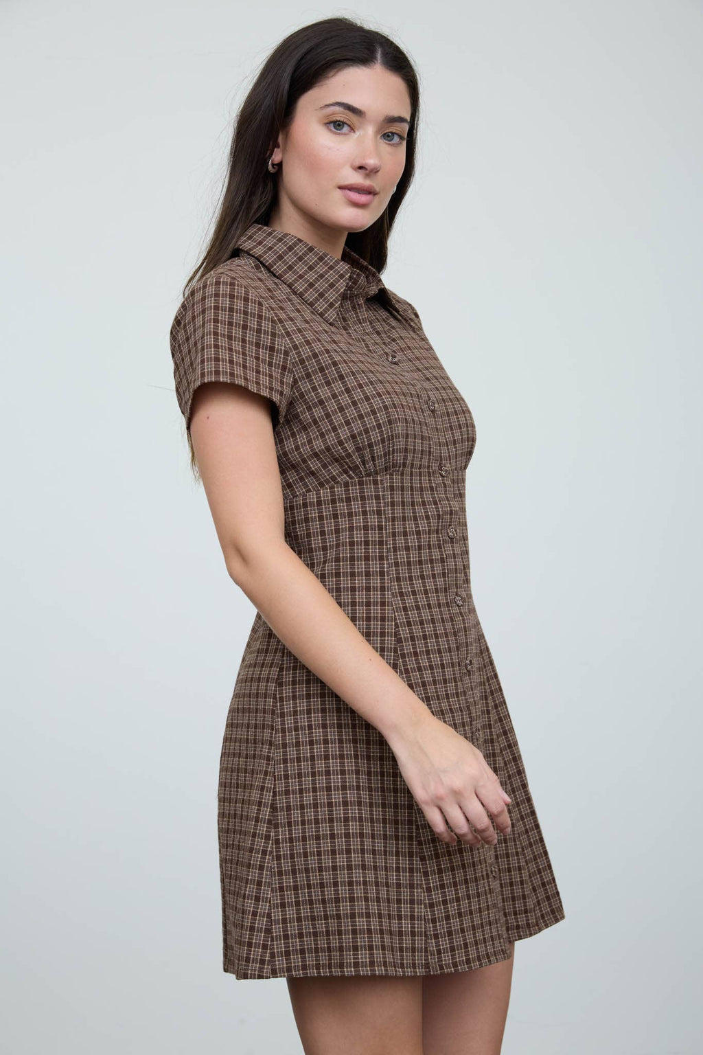 Plaid Collared Mini Dress