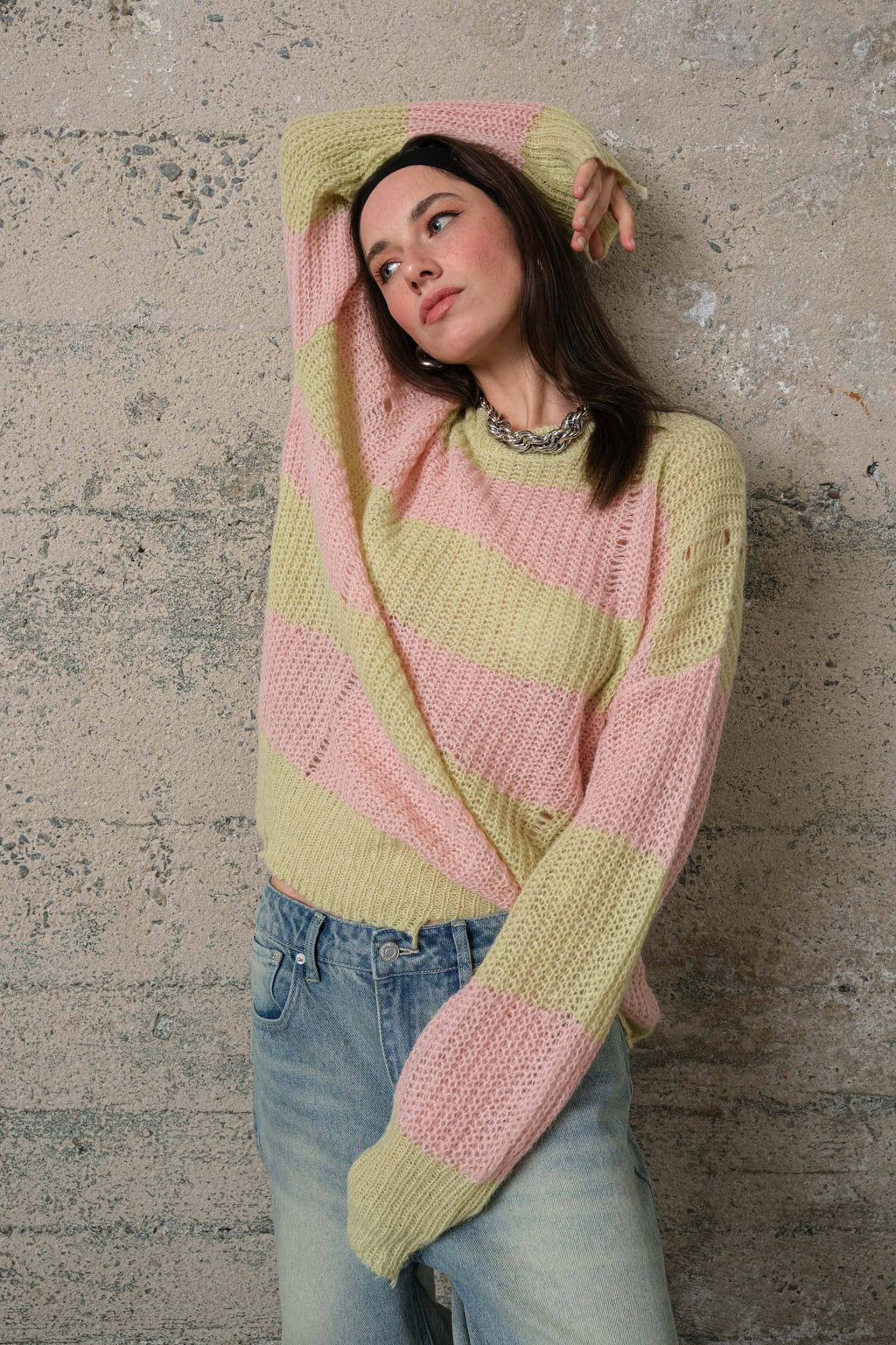 Distressed Stripe Sweater