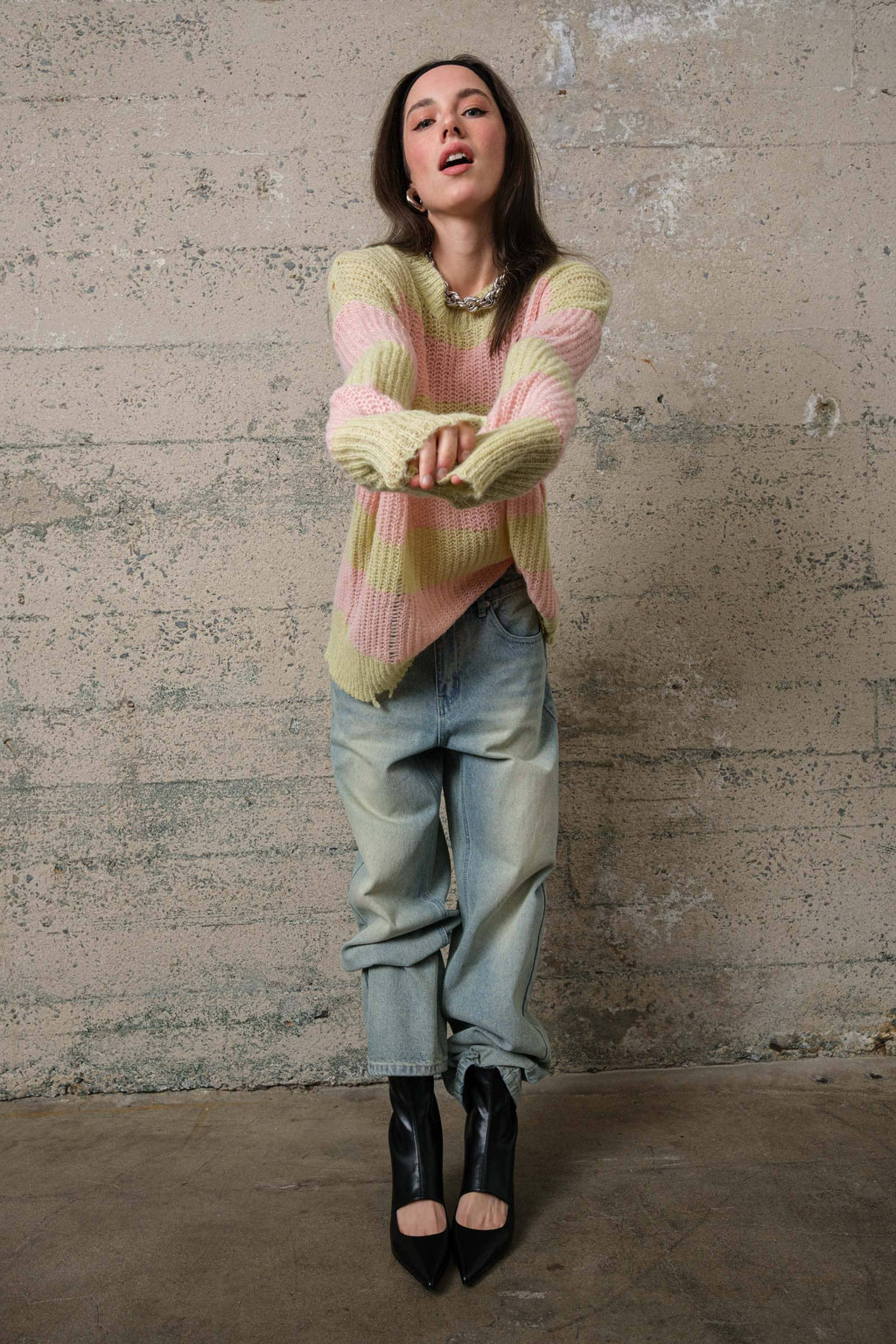 Distressed Stripe Sweater