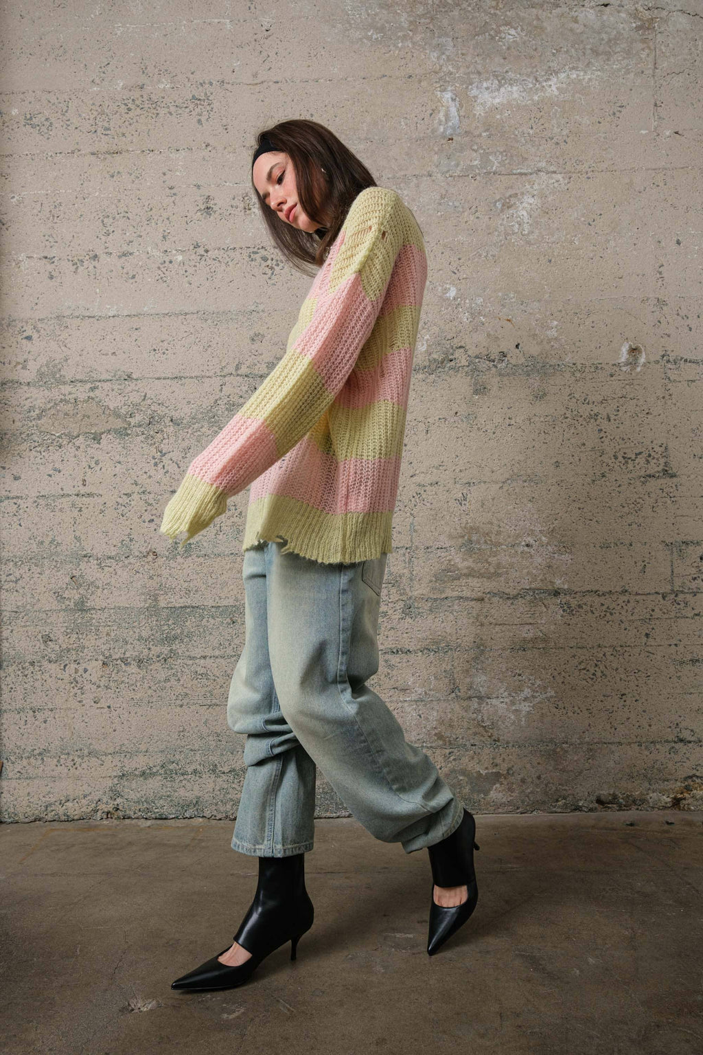 Distressed Stripe Sweater