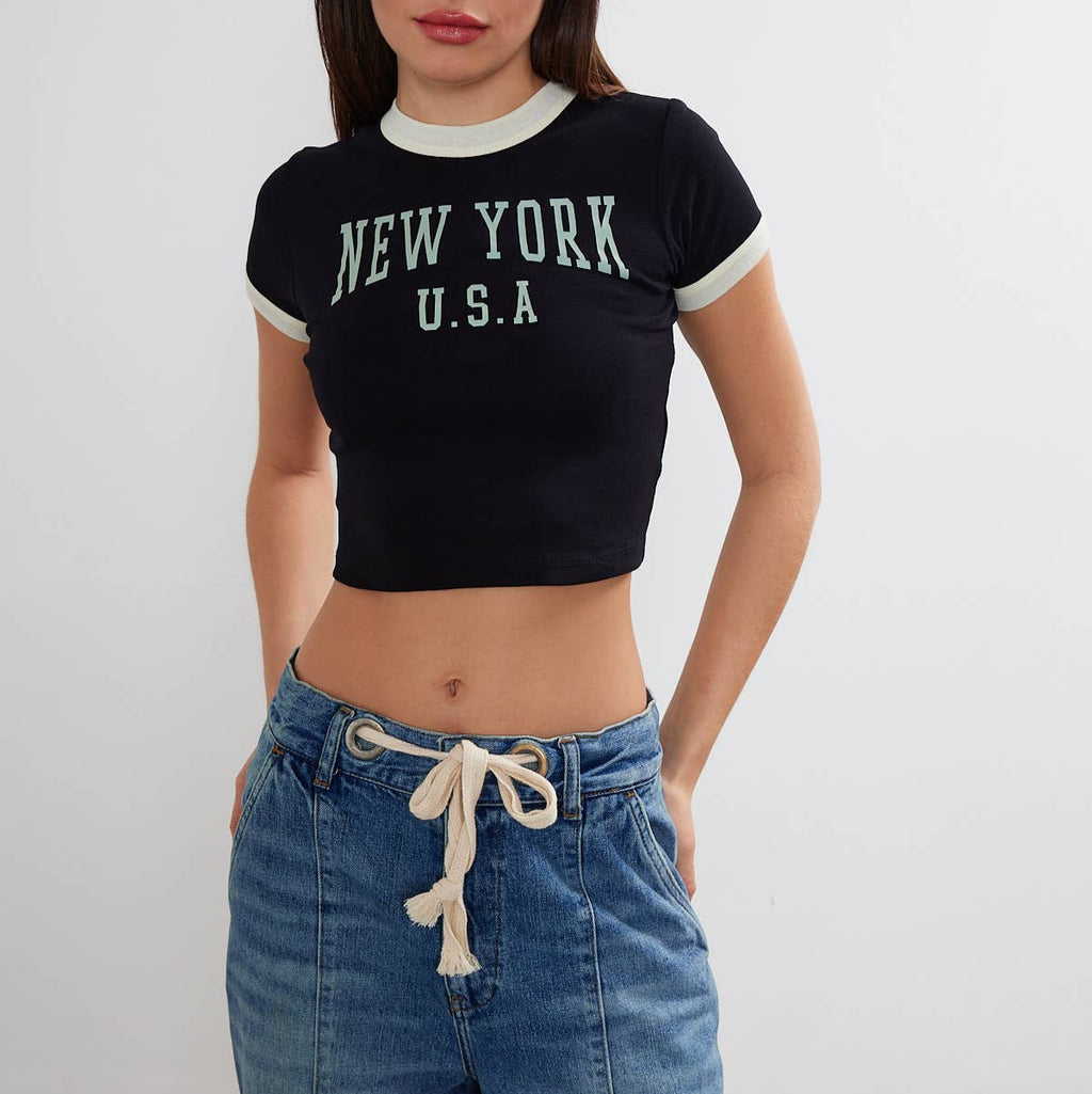 Women's New York Printed Cropped T-Shirt