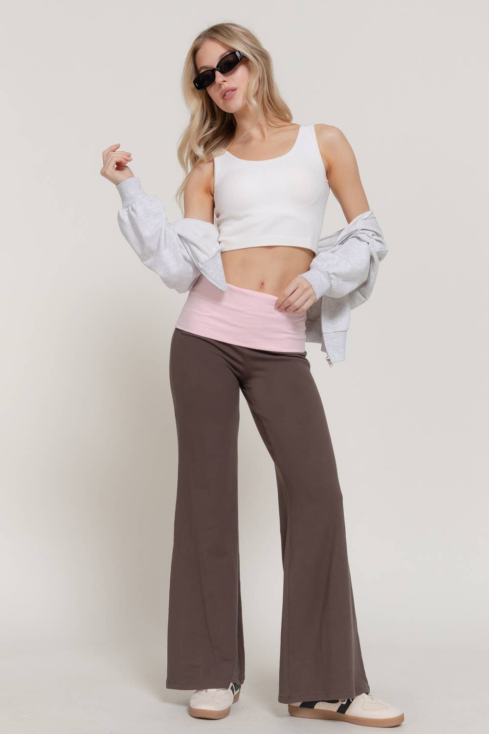 Contrast Folded Waist Pant