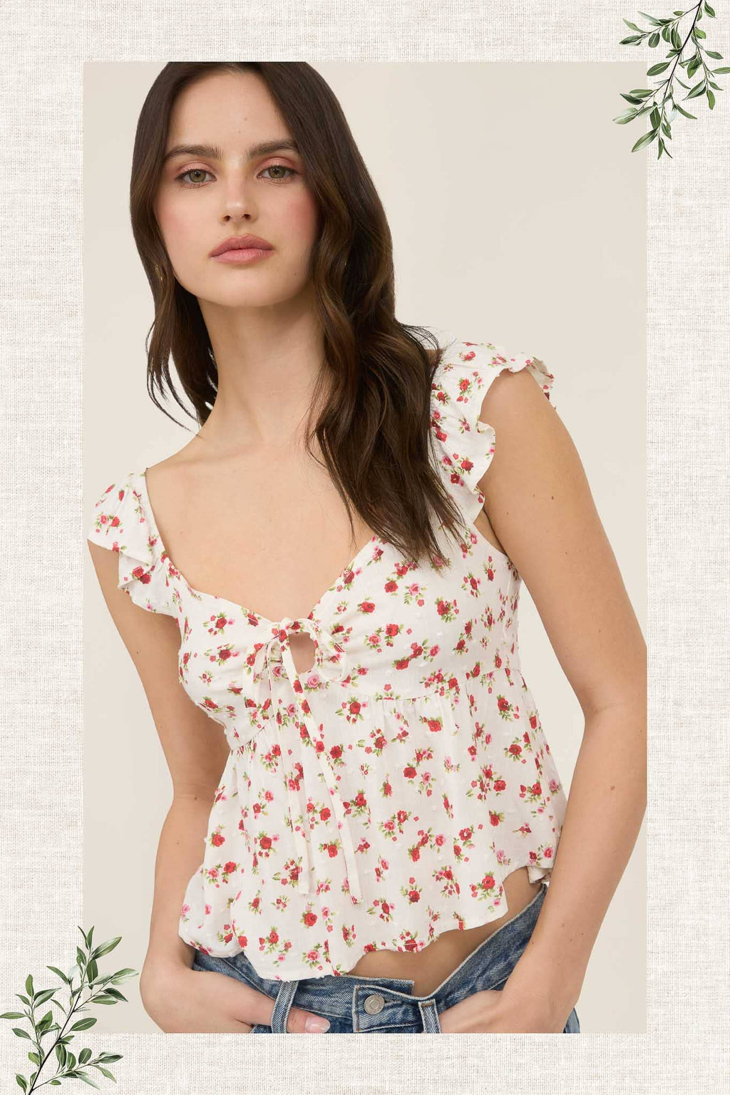 Tie Front Flounce Tank